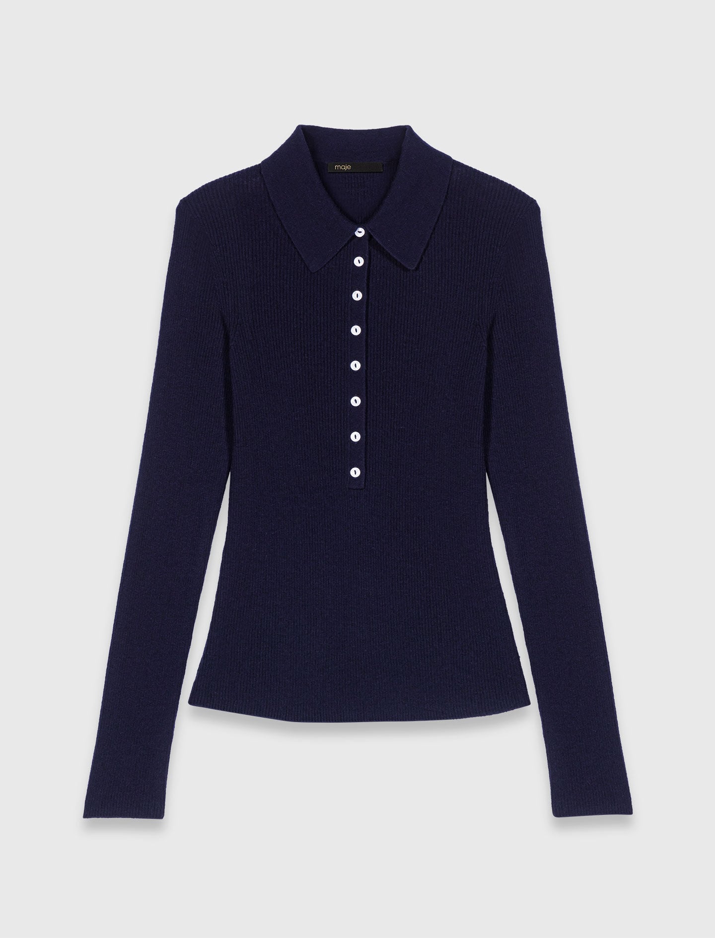 Maje Polo collar ribbed sweater