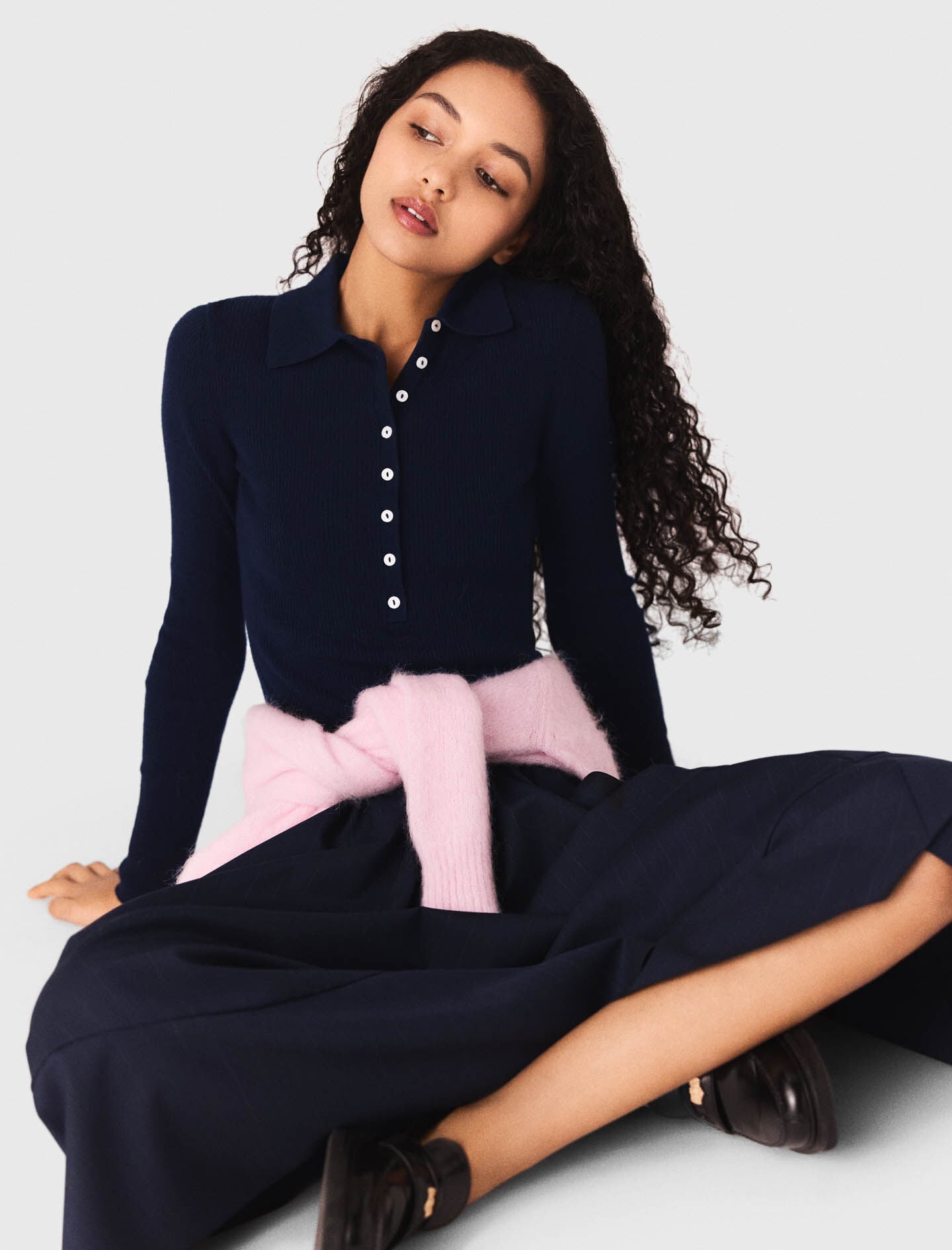 Maje Polo collar ribbed sweater