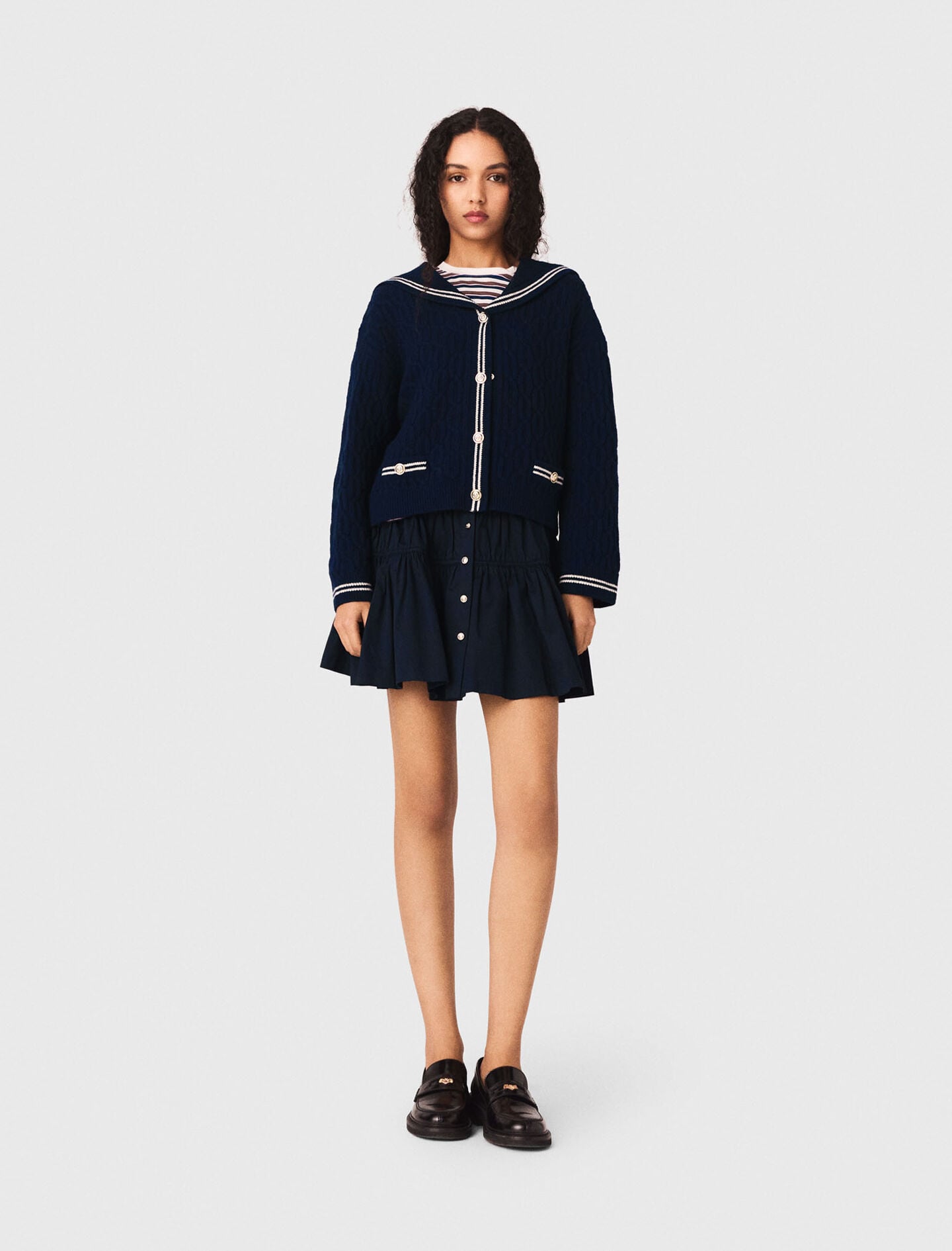 Maje Boat neck cable-knit cardigan