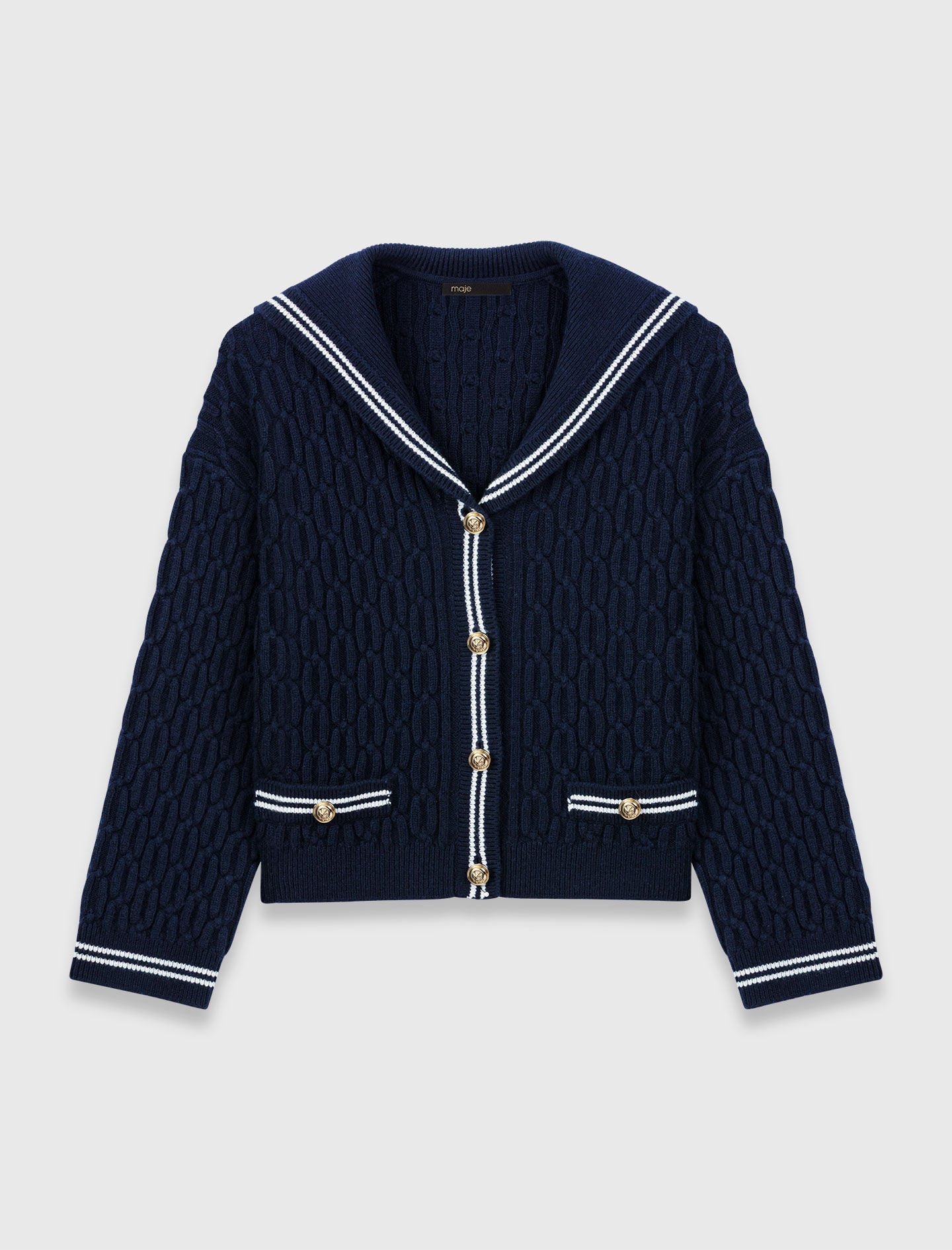 Maje Boat neck cable-knit cardigan