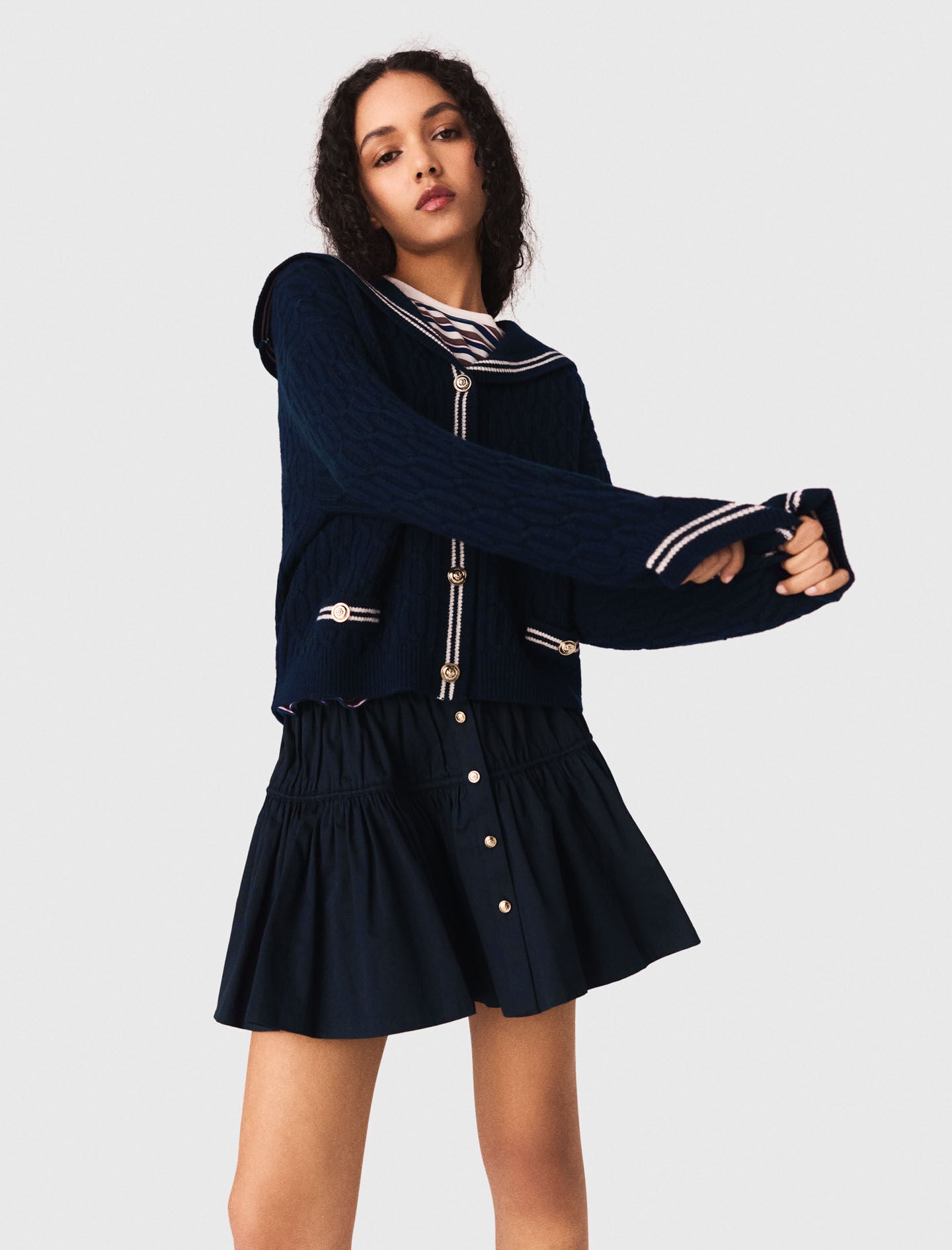 Maje Boat neck cable-knit cardigan