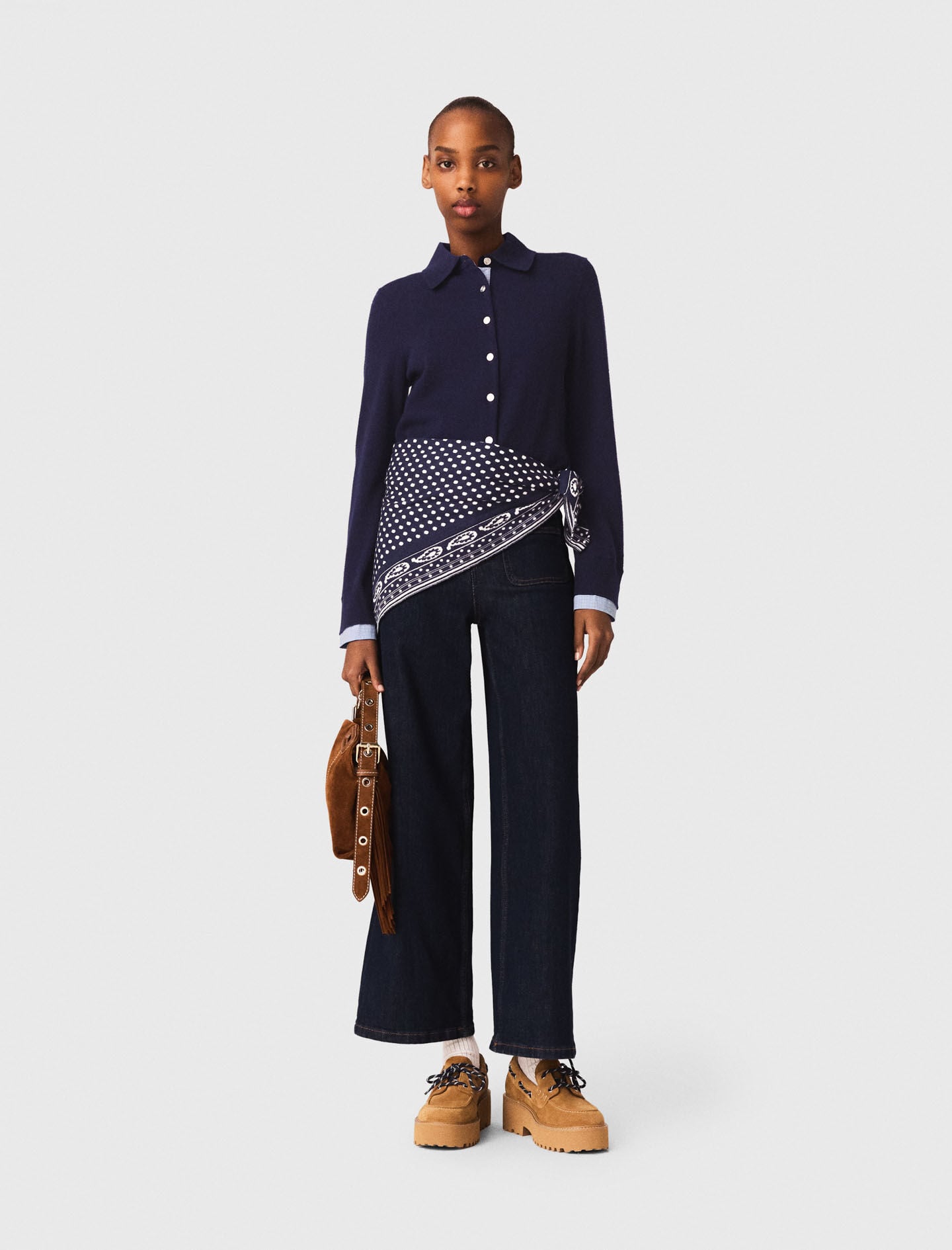 Maje Polo cardigan with removable trims
