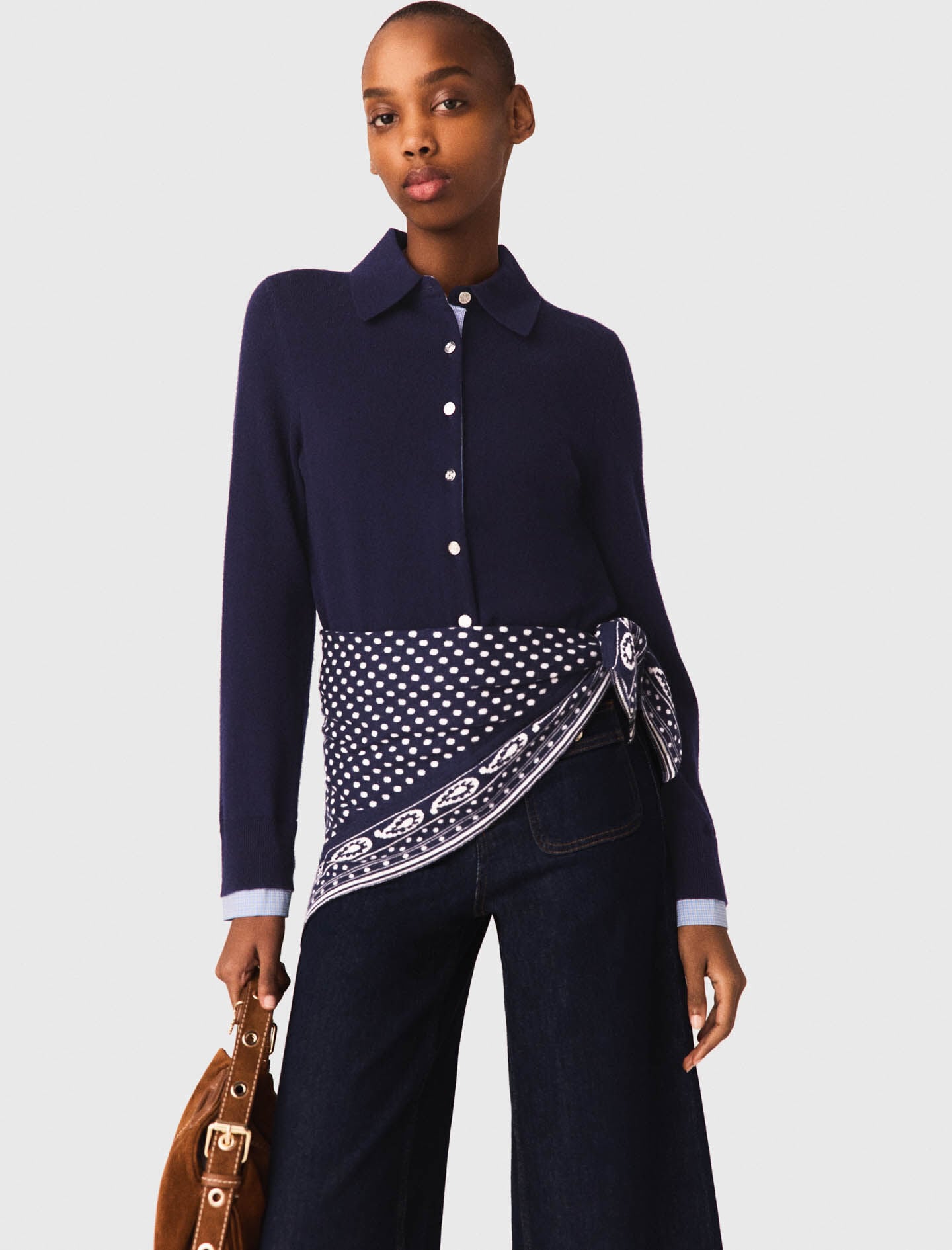 Maje Polo cardigan with removable trims