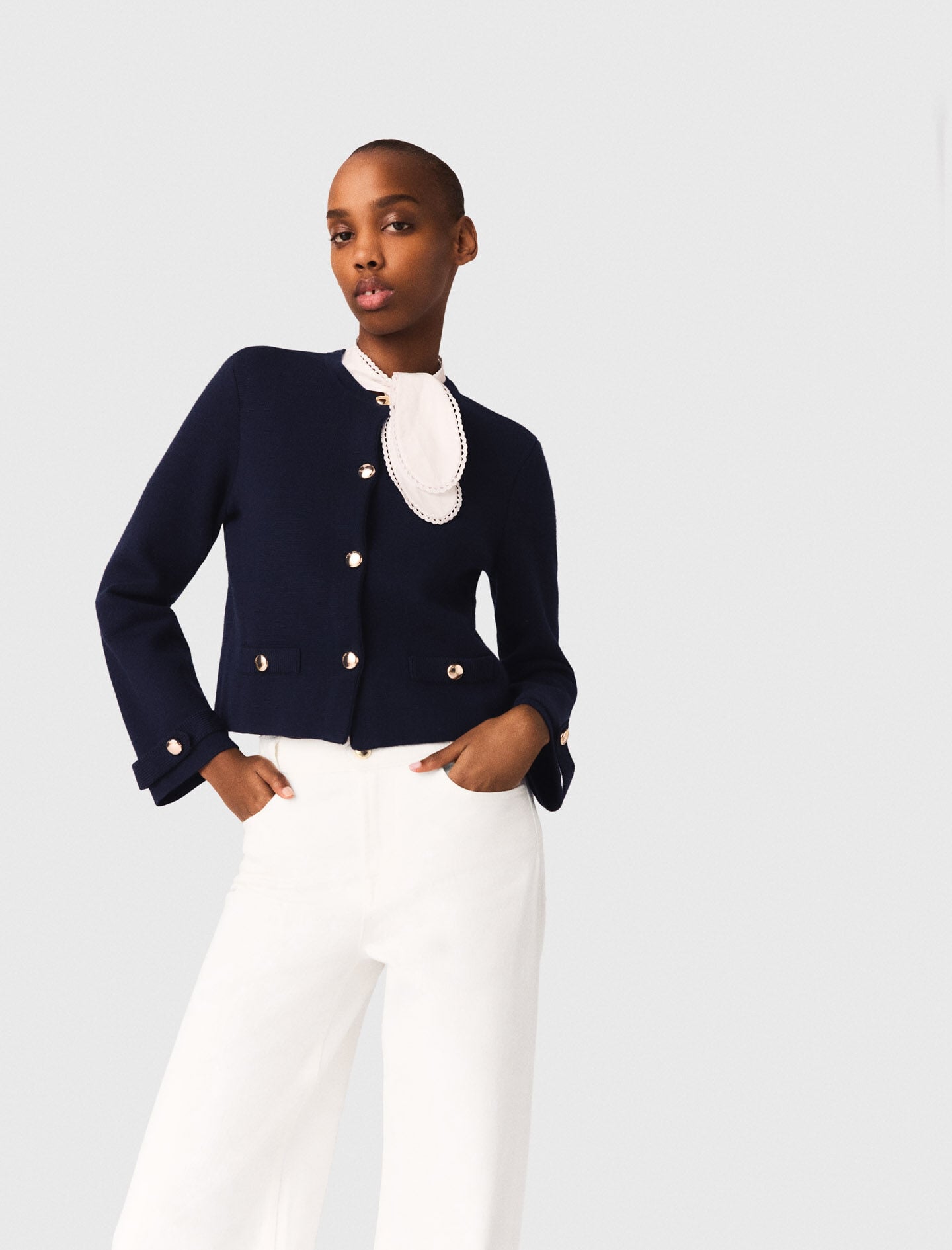 Maje Cardigan with embroidered collar
