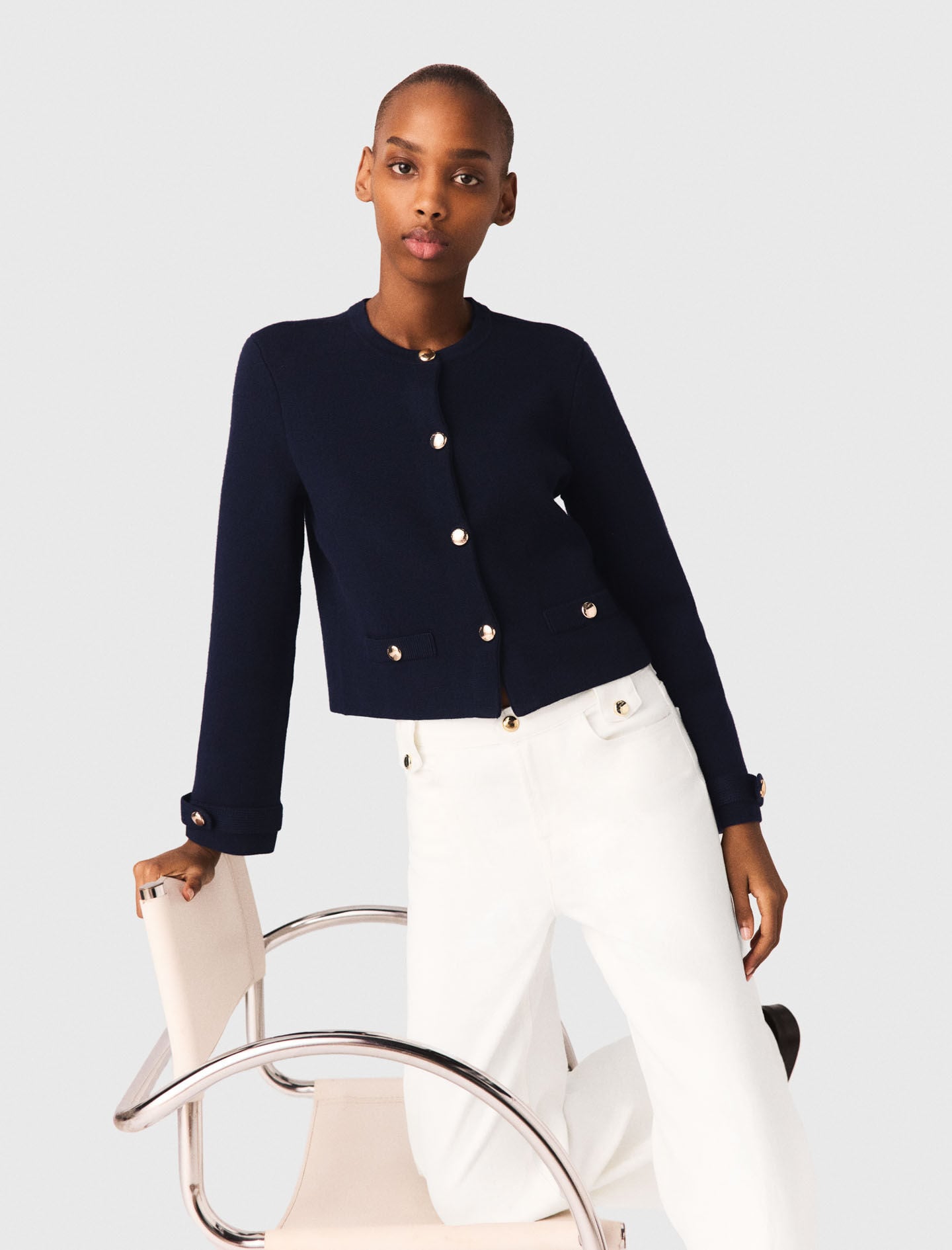 Maje Cardigan with embroidered collar