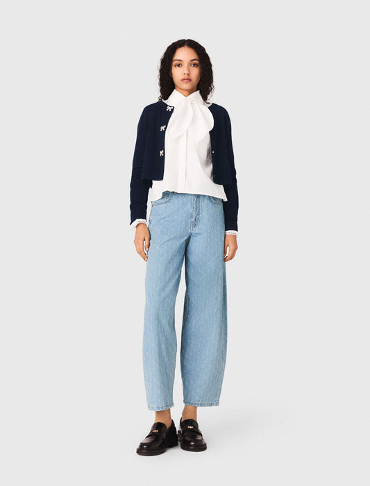 Maje Jewelled bow-button cardigan
