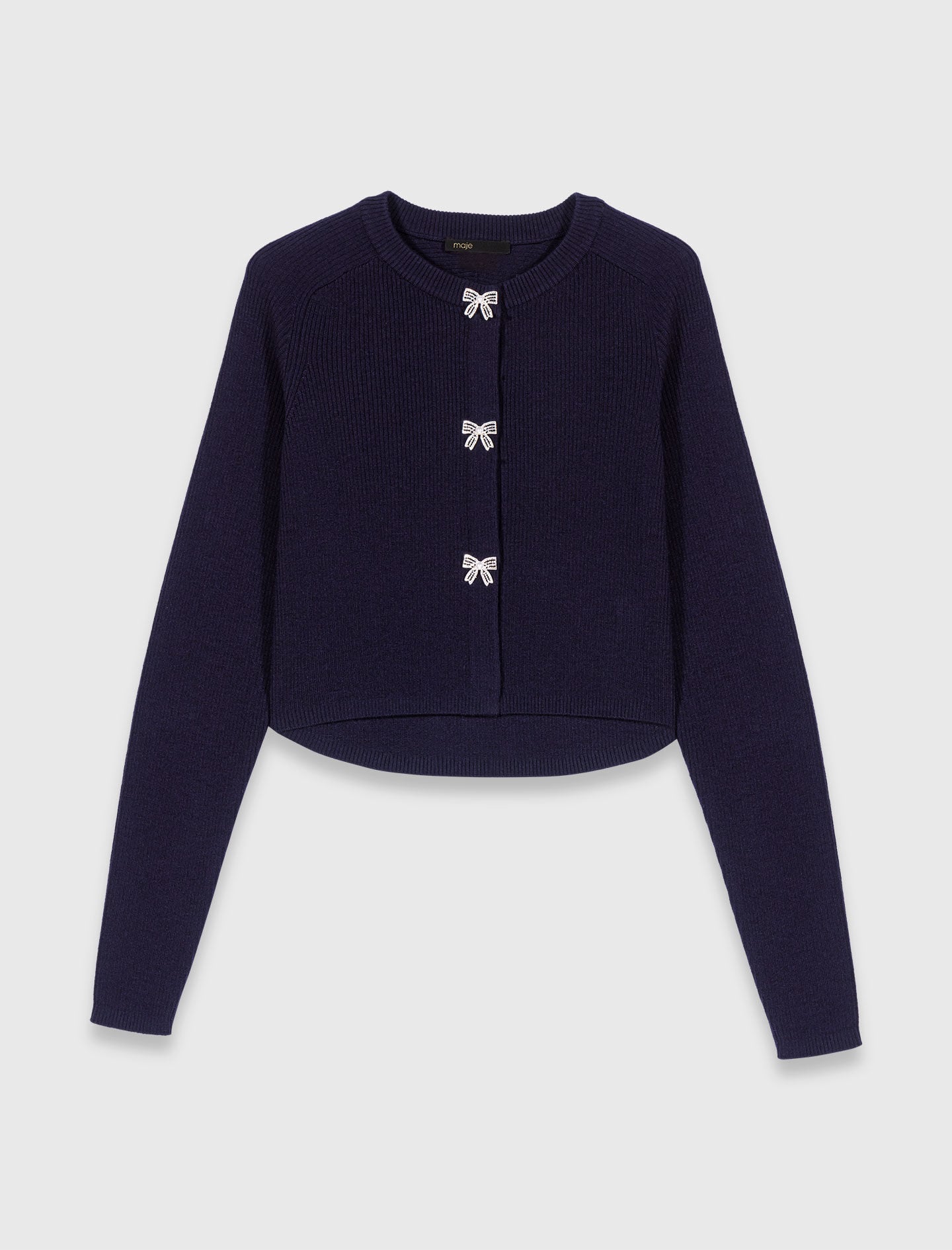 Maje Jewelled bow-button cardigan