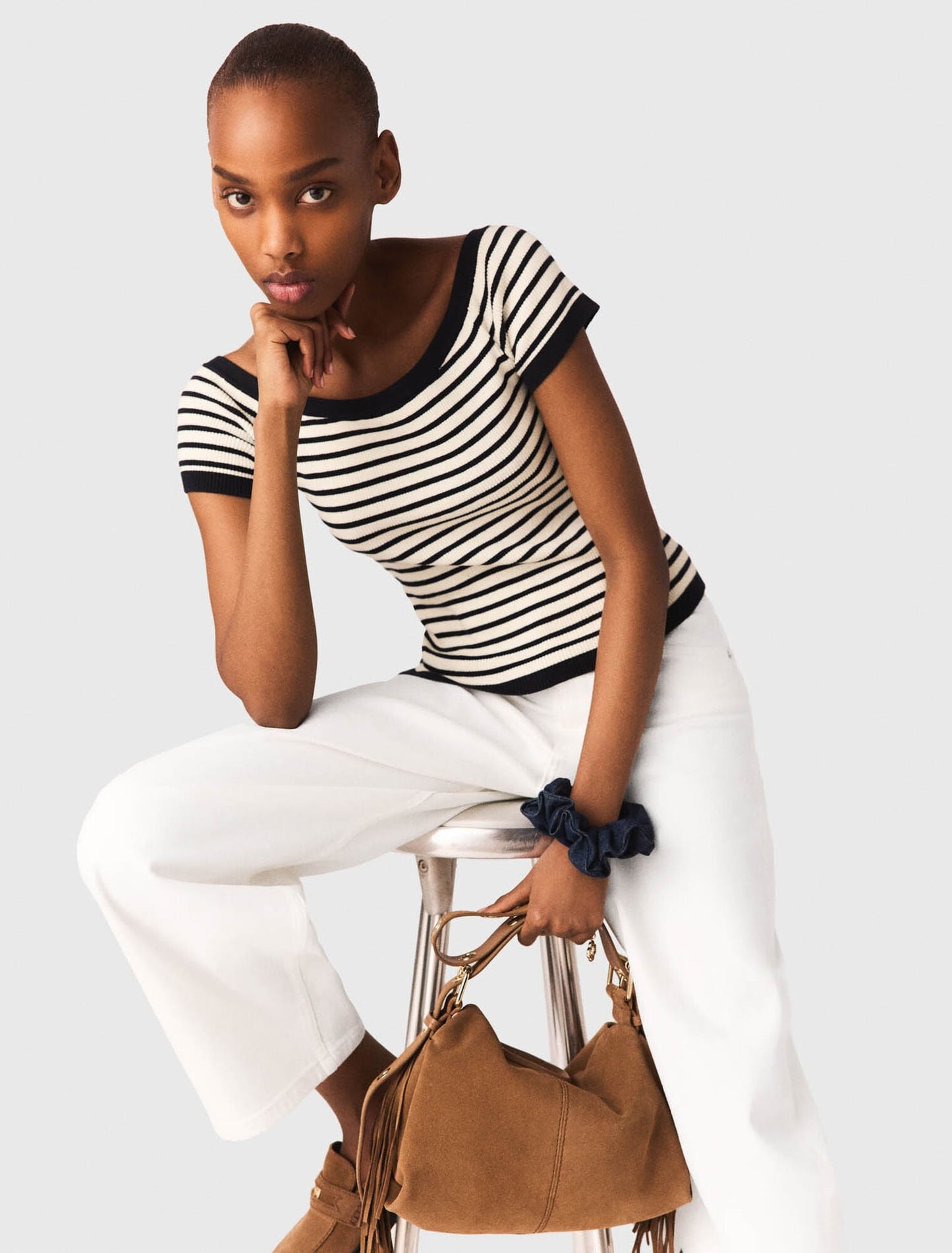 Maje Rib knit top with boat neck