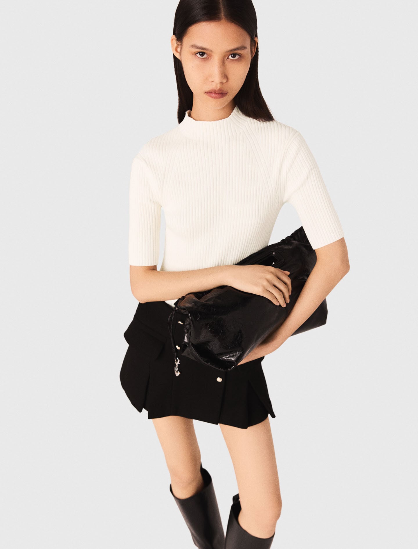 Maje Cotton and silk ribbed top