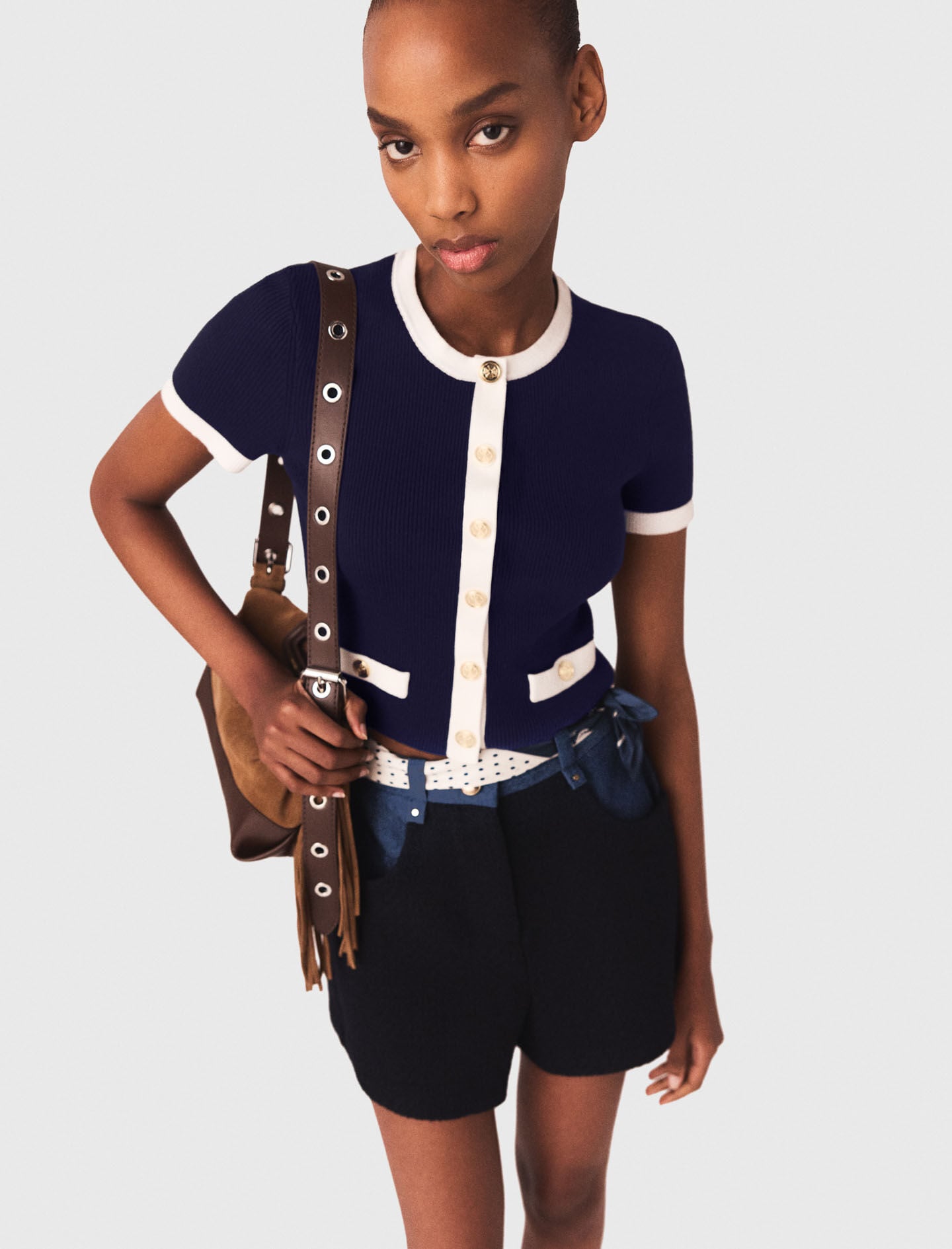 Maje Contrasting cropped cardigan