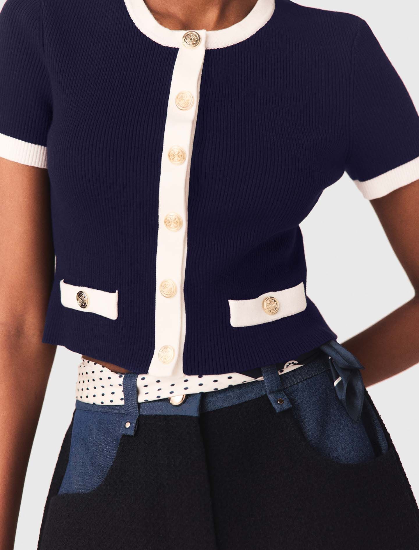 Maje Contrasting cropped cardigan