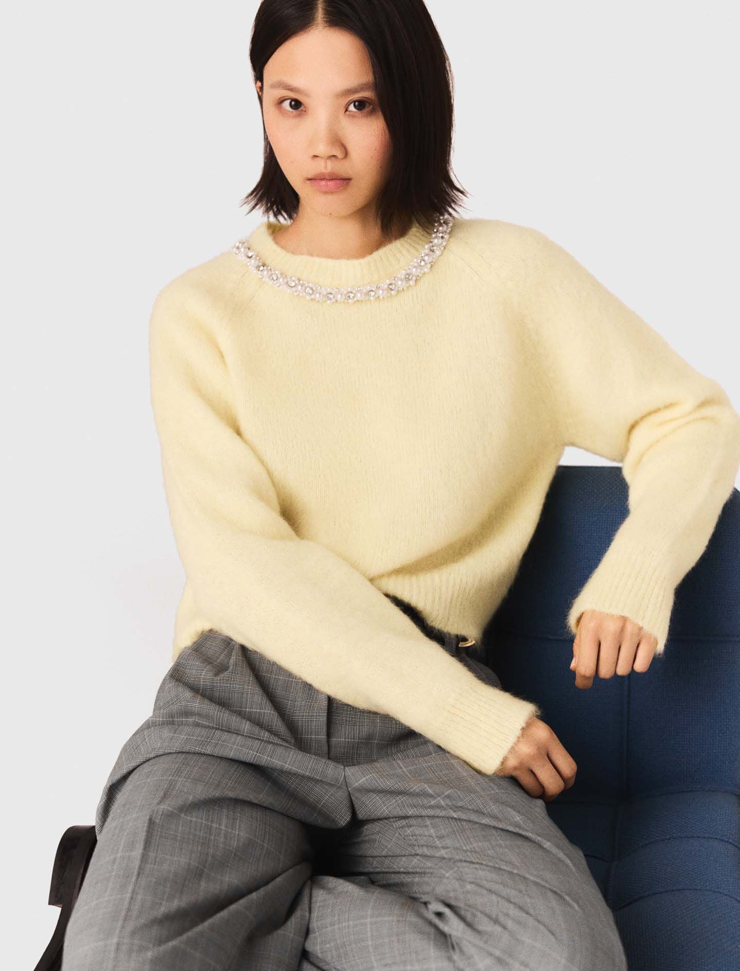 Maje Removable jewel collar sweater