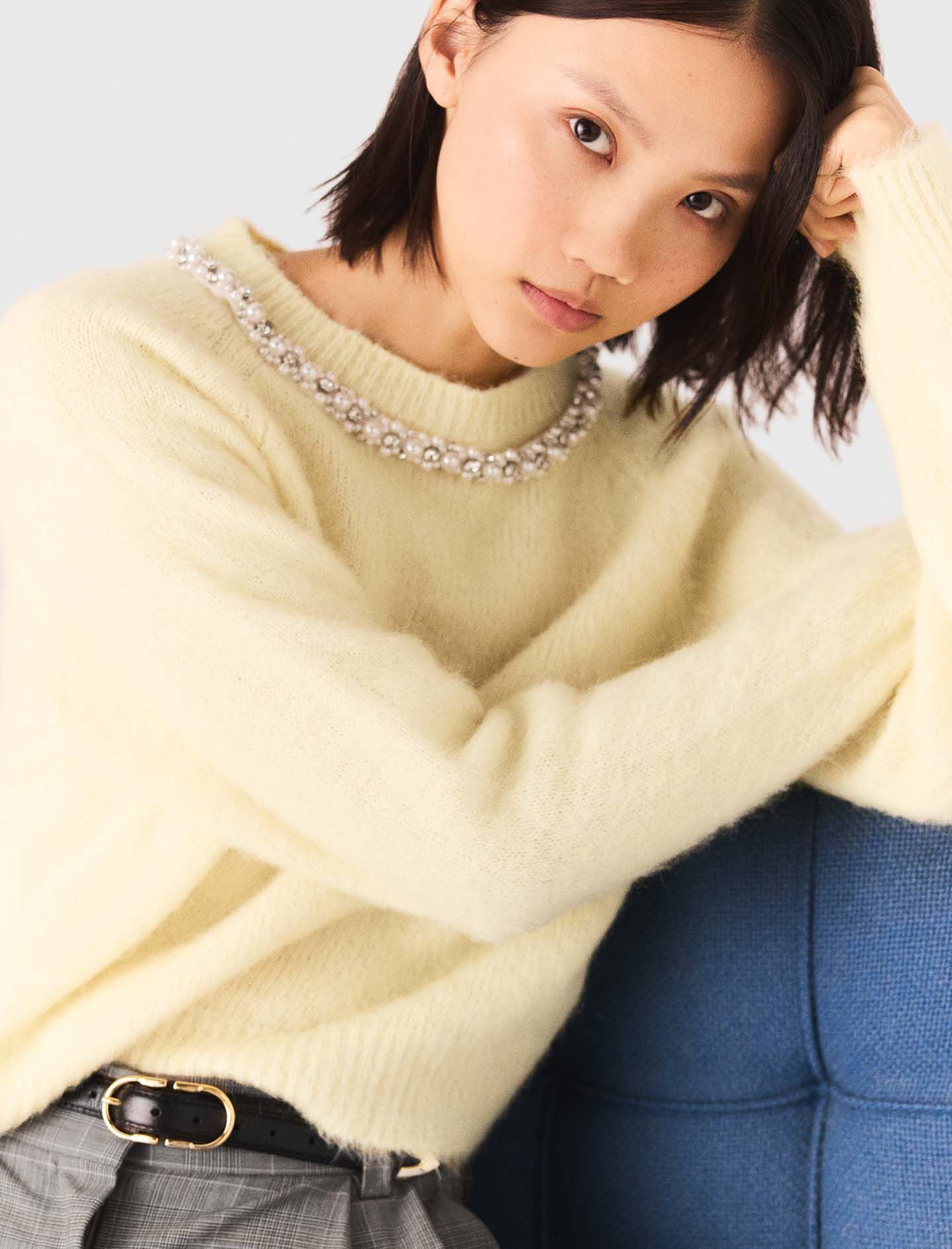 Maje Removable jewel collar sweater