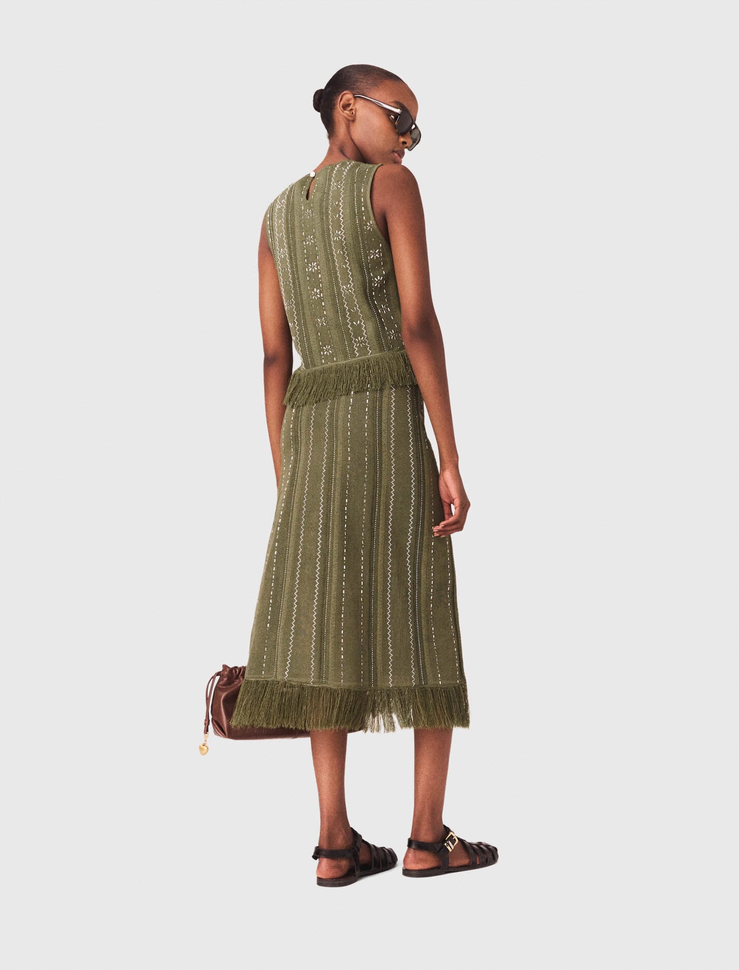 Maje Knit skirt with rhinestone flowers