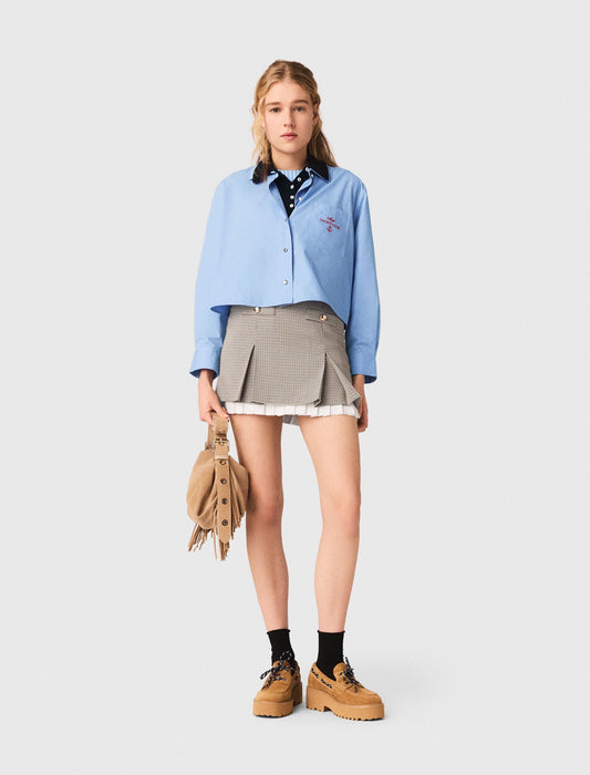 Maje Pleated skirt with poplin details