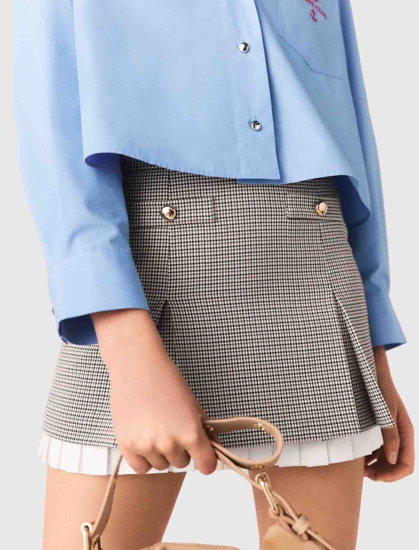 Maje Pleated skirt with poplin details