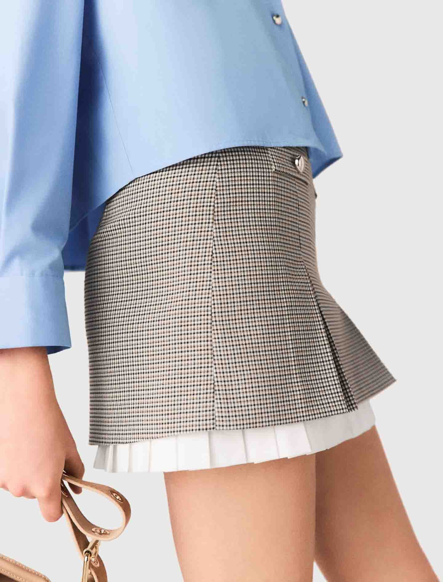 Maje Pleated skirt with poplin details