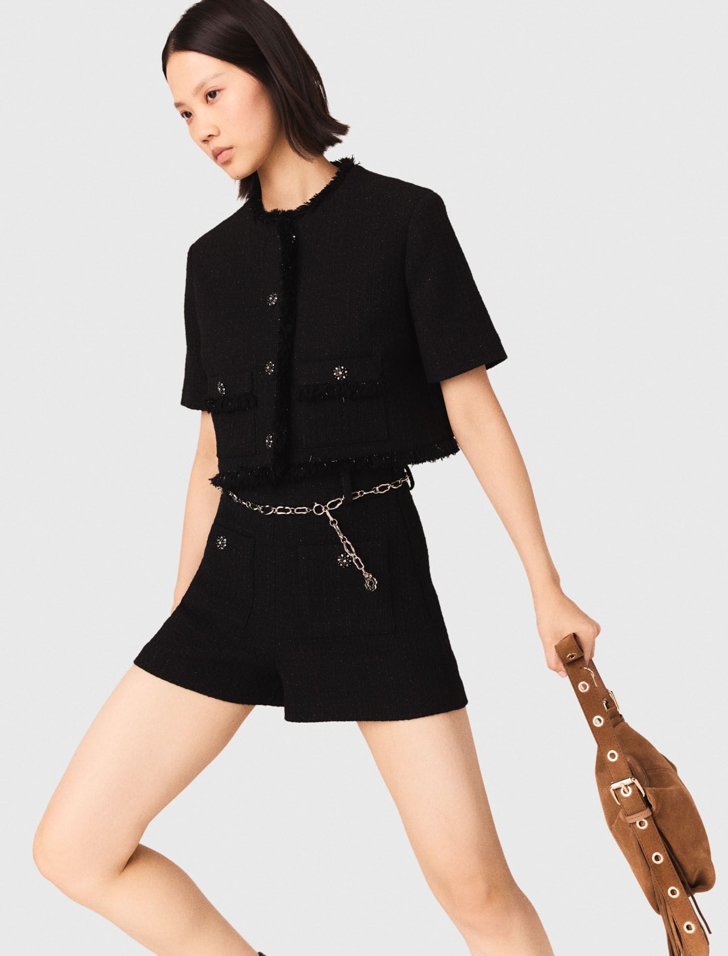 Maje Shiny tweed shorts