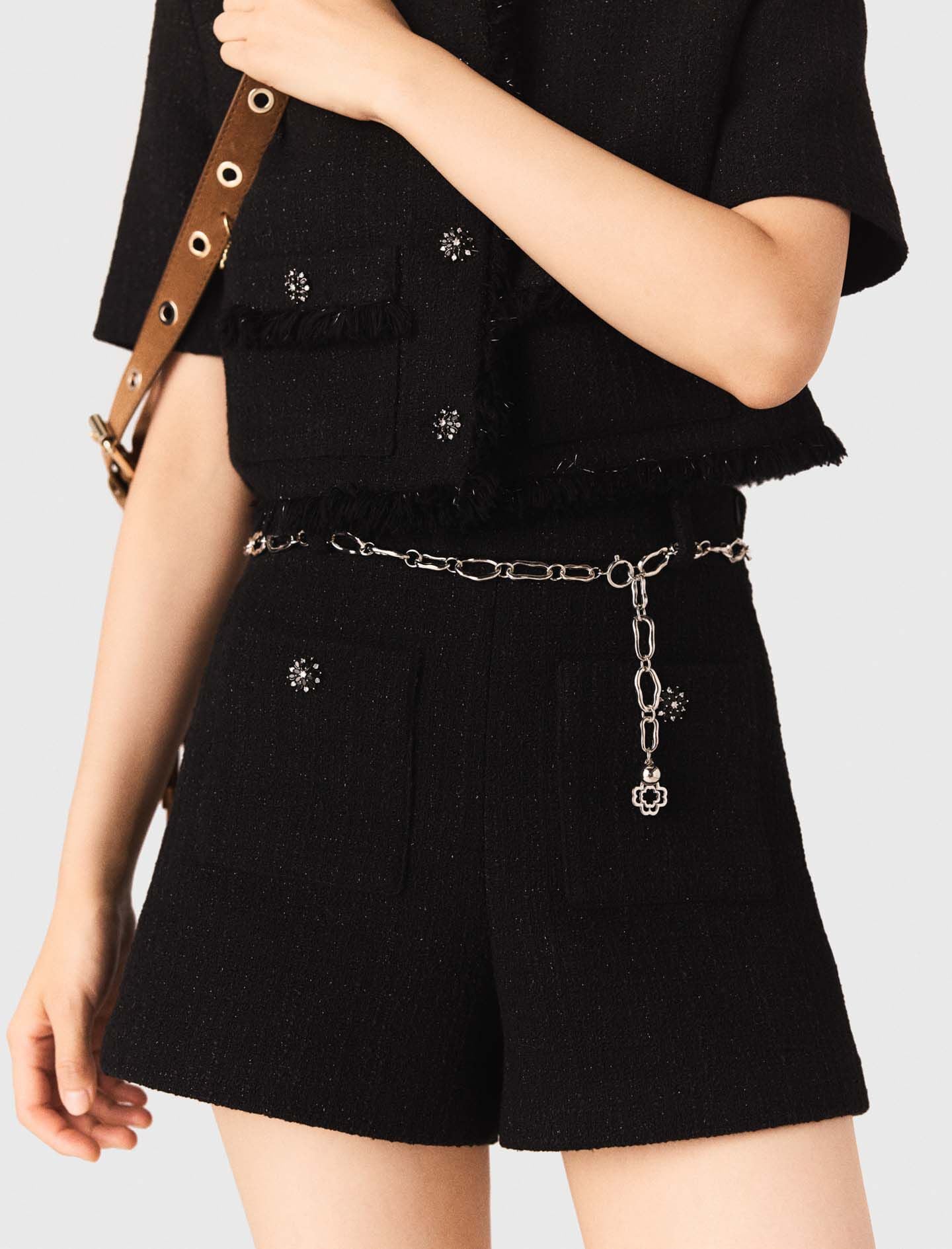 Maje Shiny tweed shorts