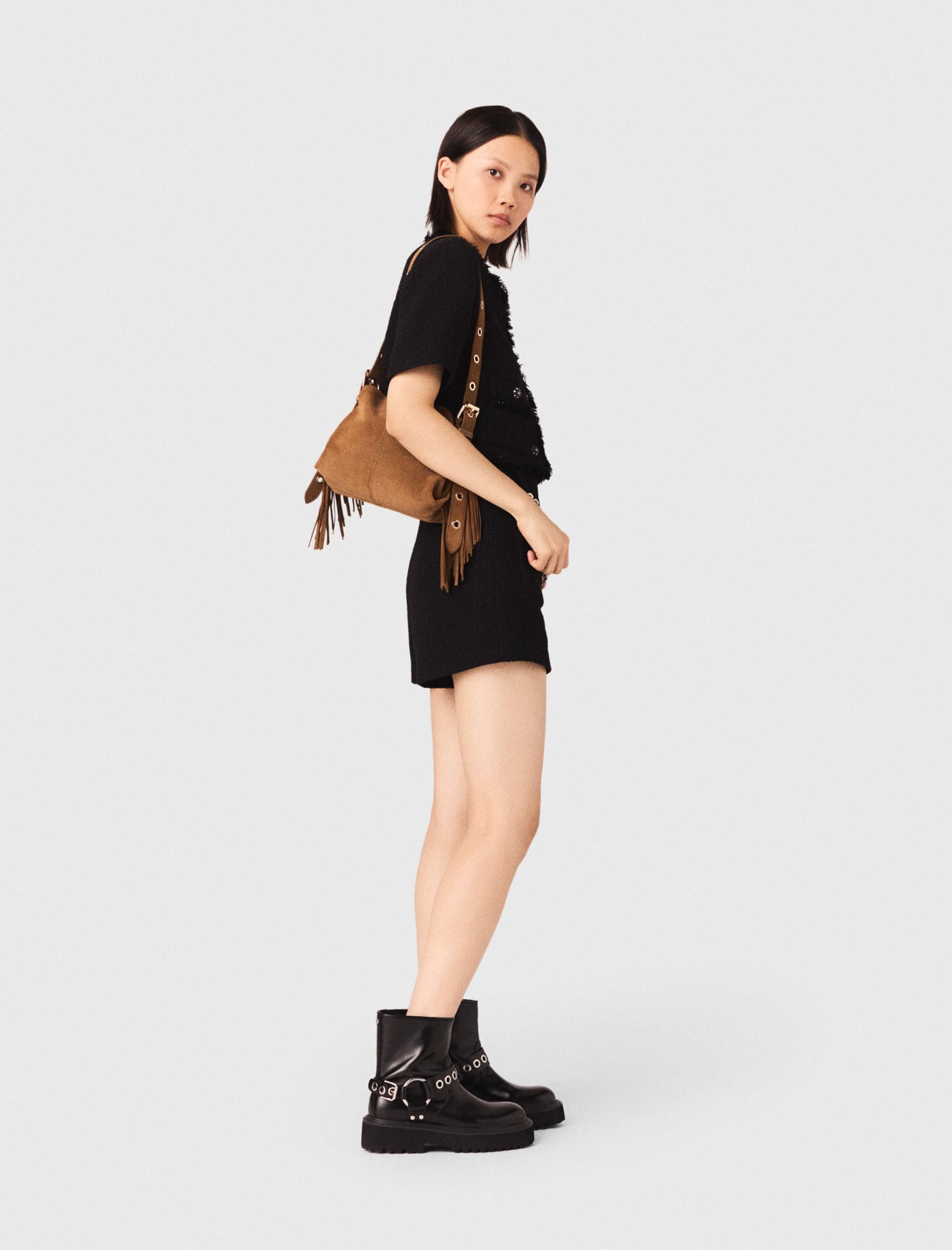 Maje Shiny tweed shorts