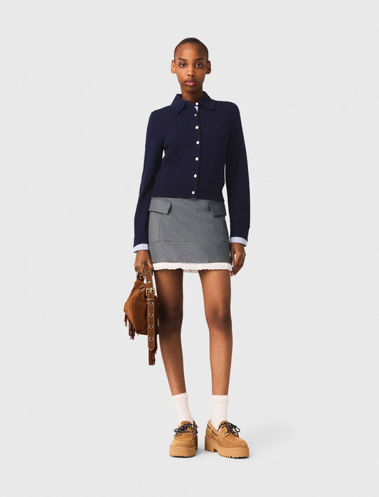 Maje A-line poplin skirt with ruffle