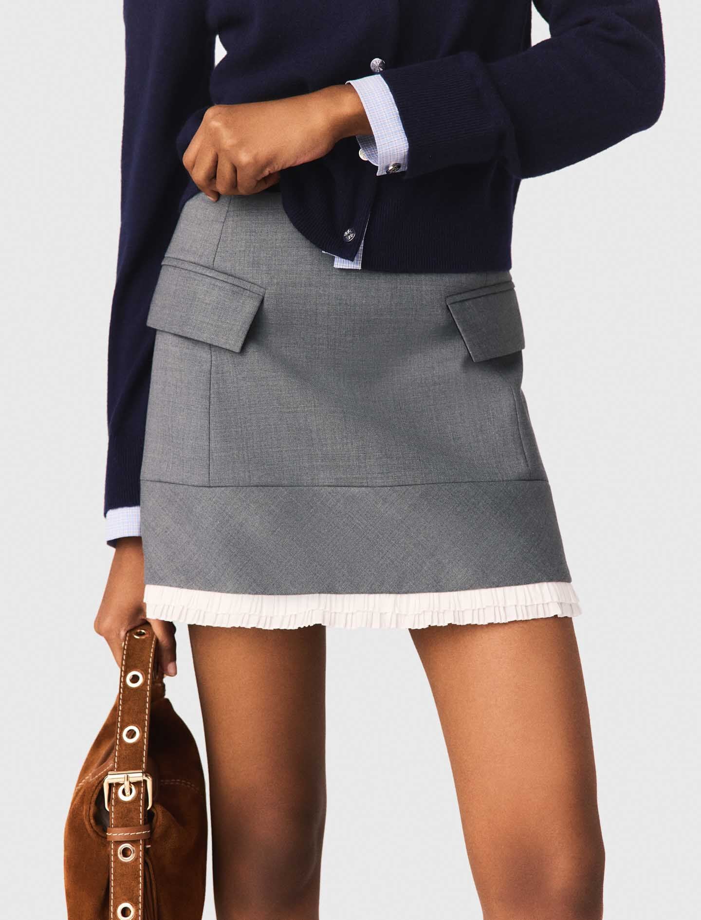 Maje A-line poplin skirt with ruffle