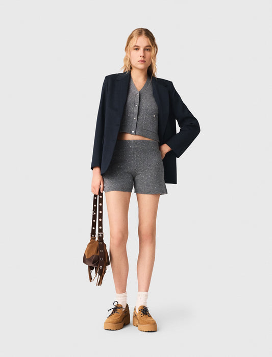Maje Knit shorts with rhinestones