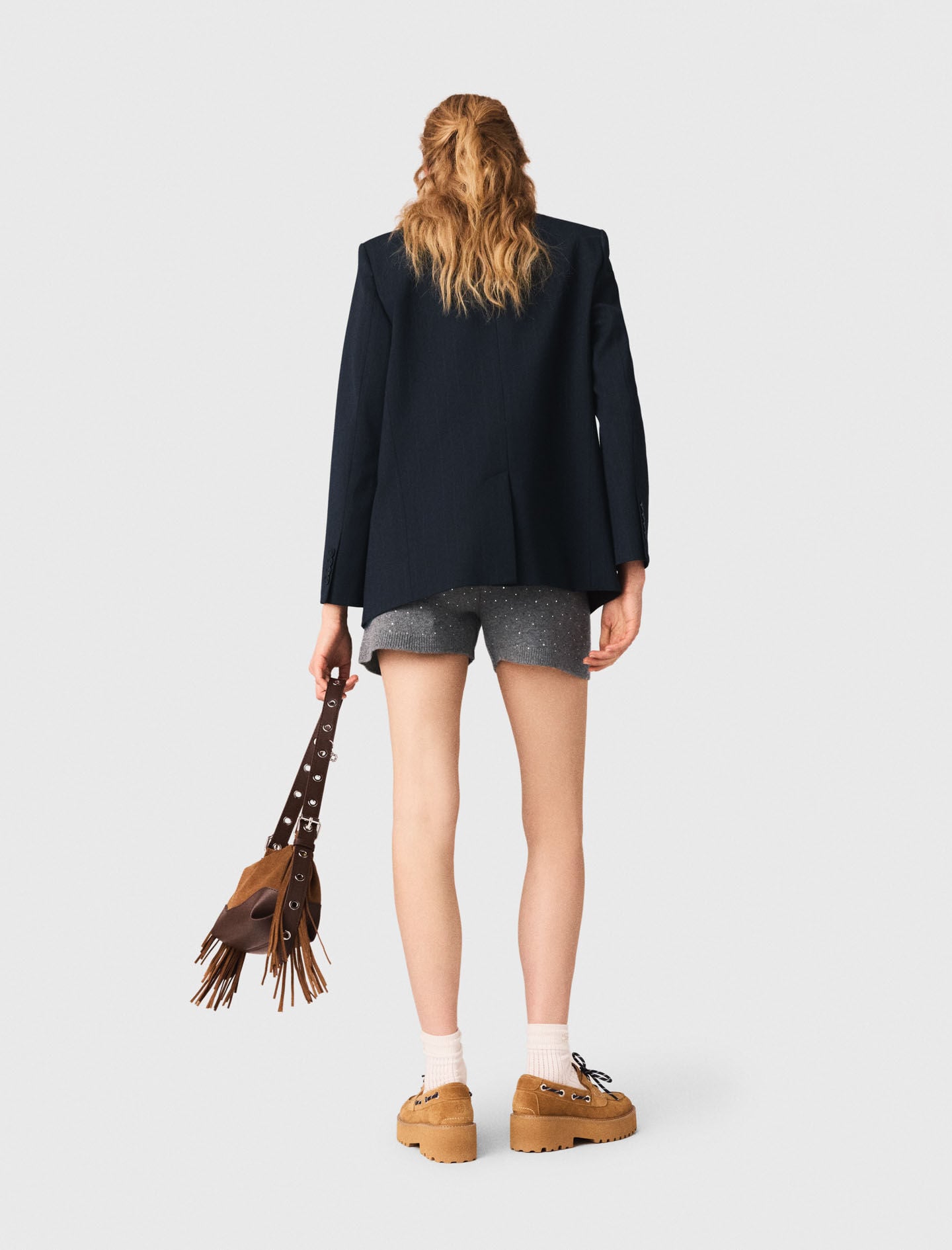 Maje Knit shorts with rhinestones