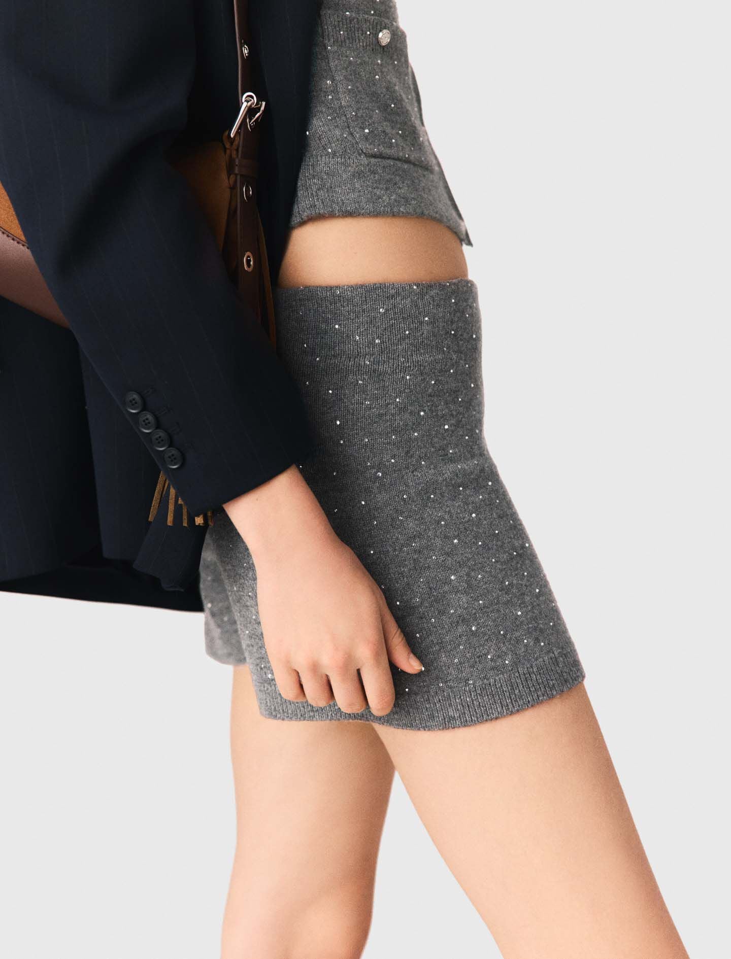 Maje Knit shorts with rhinestones