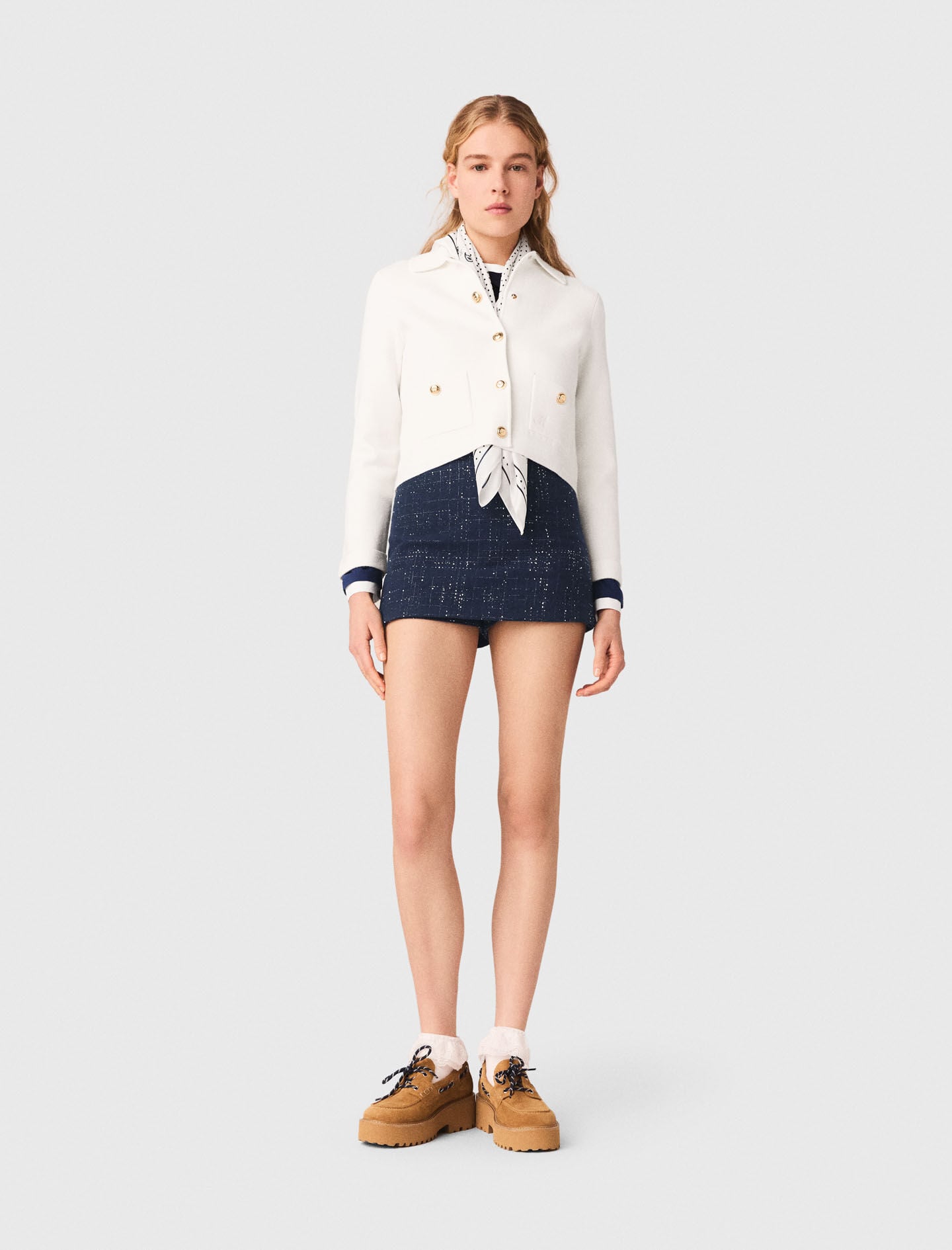 Maje Layered effect embellished skort