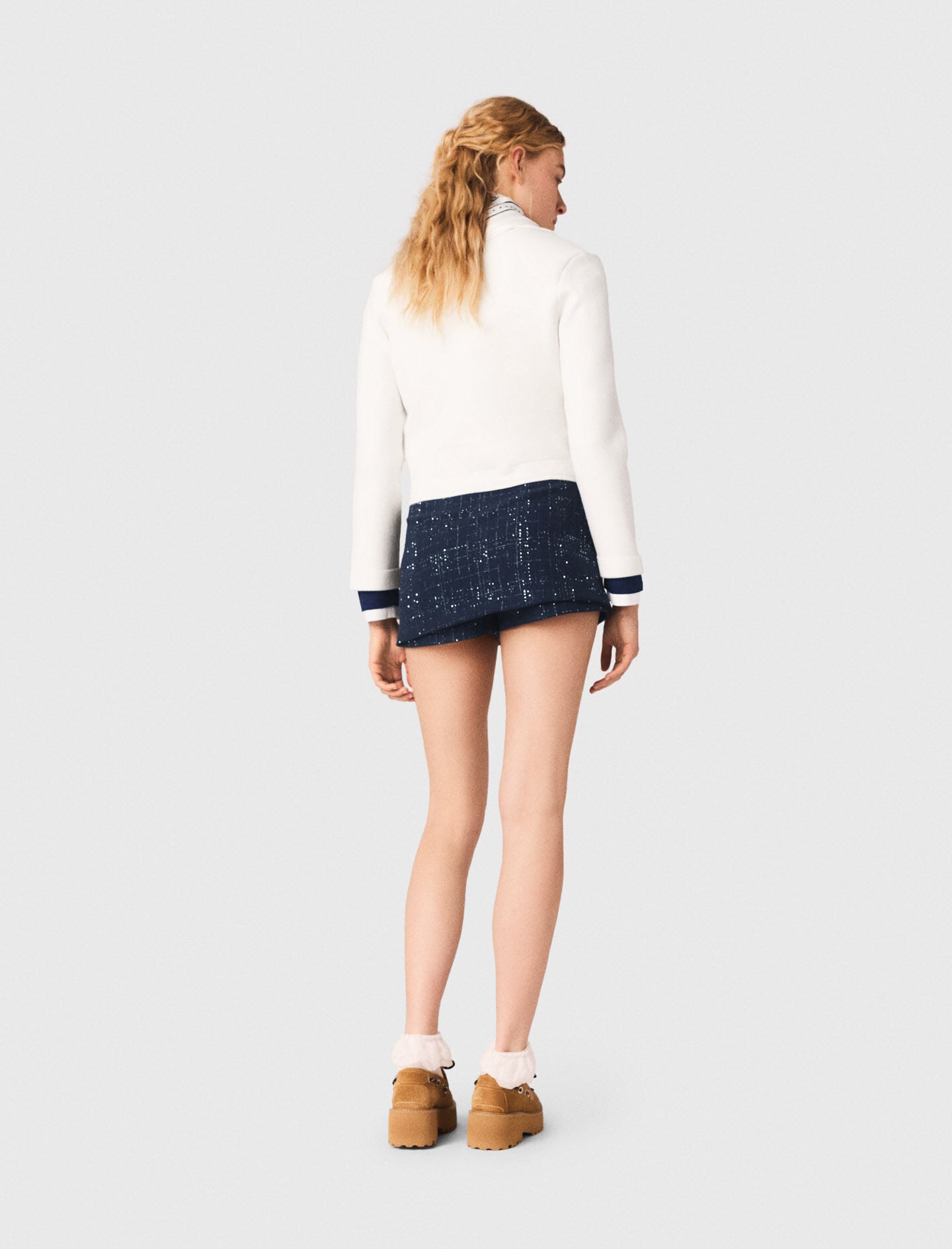 Maje Layered effect embellished skort