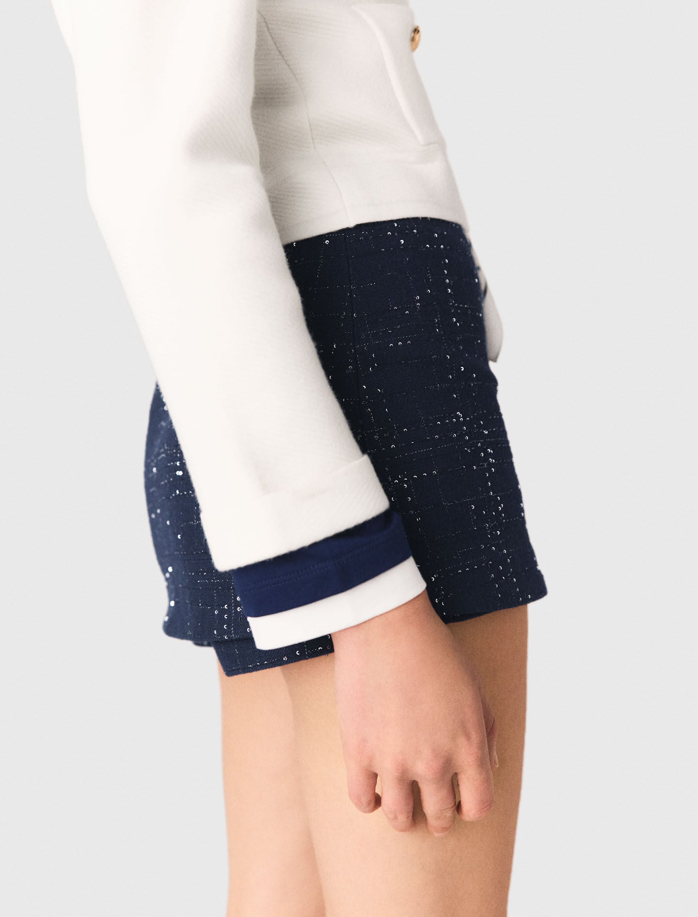 Maje Layered effect embellished skort