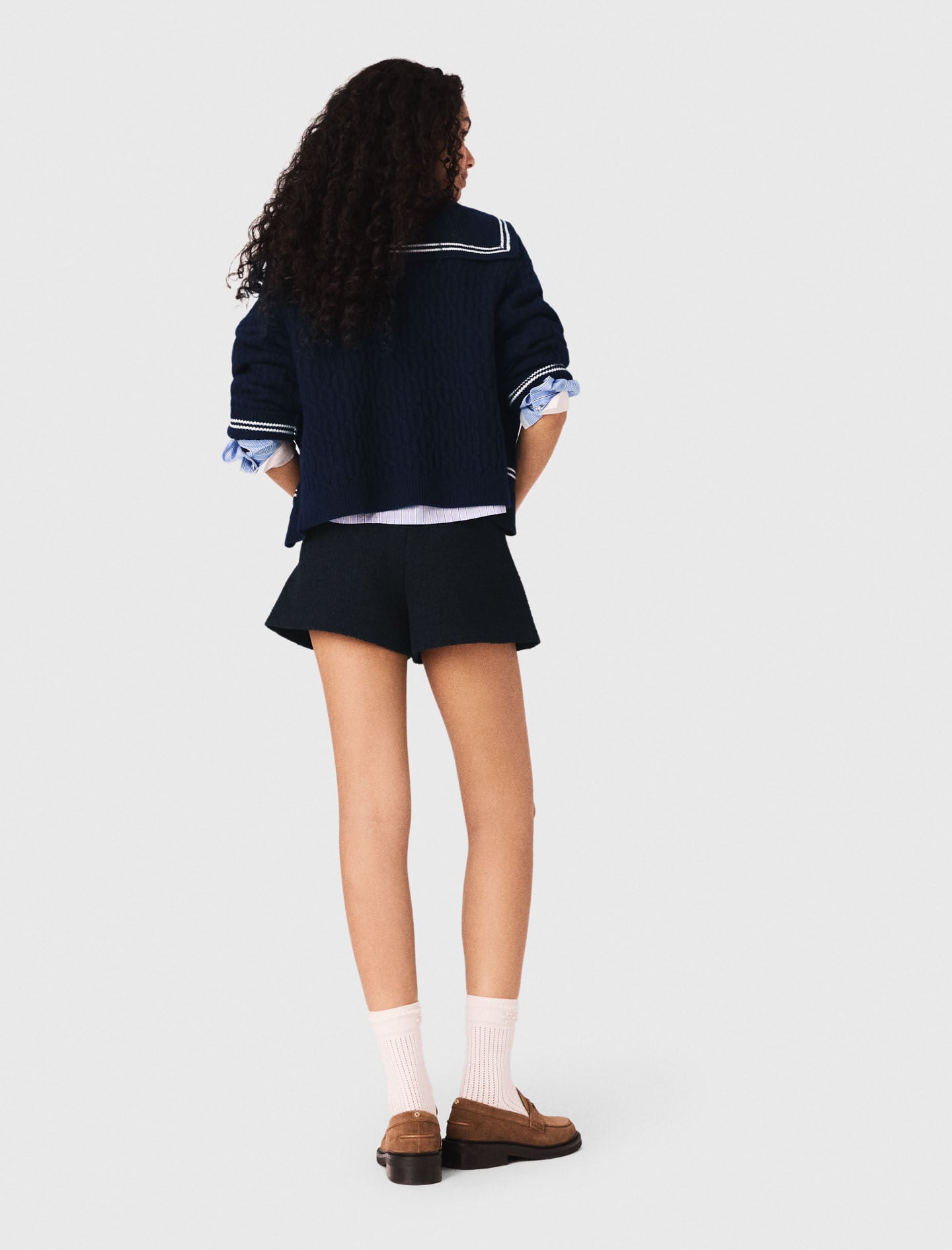 Maje Tweed shorts with denim details