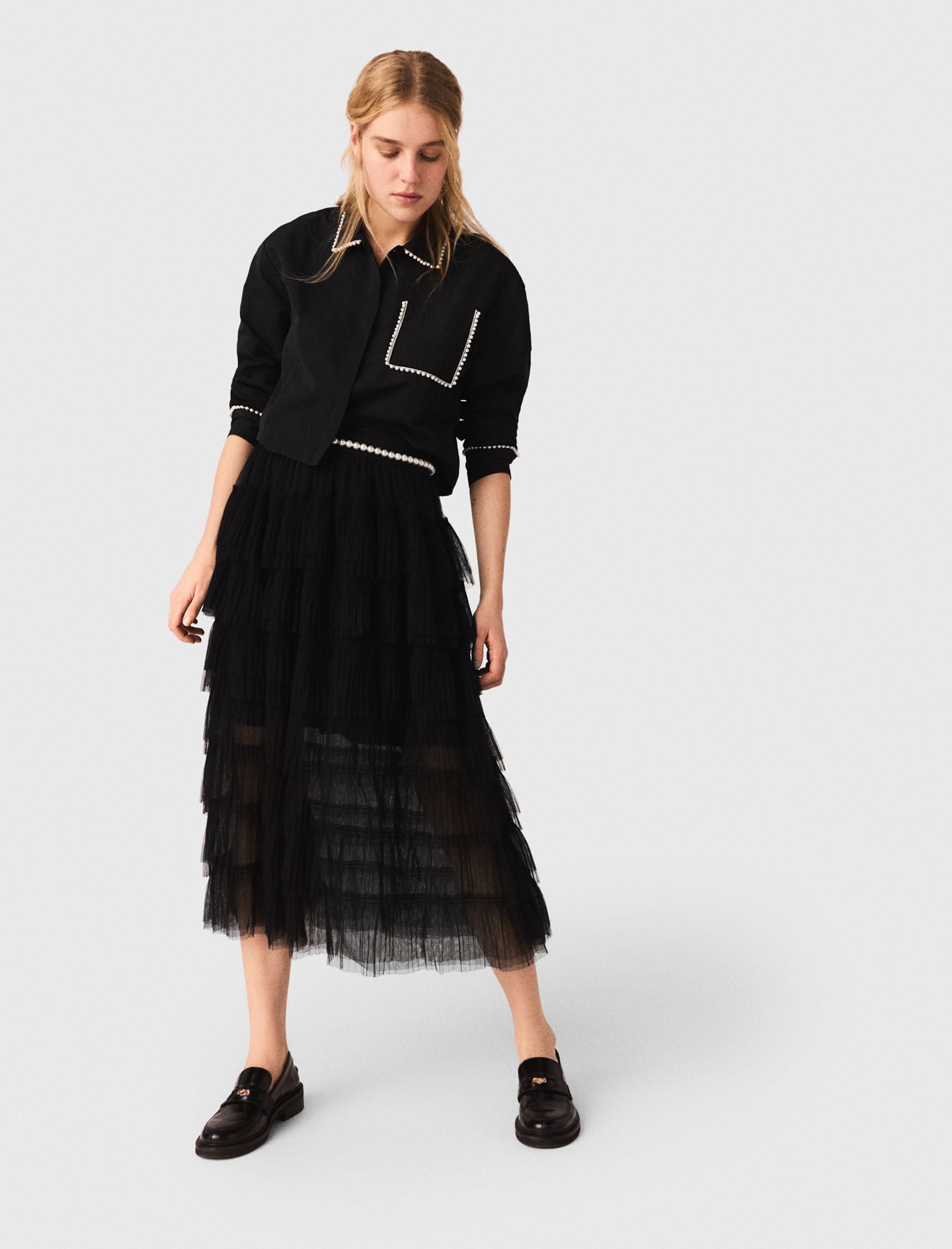 Maje Tulle midi skirt