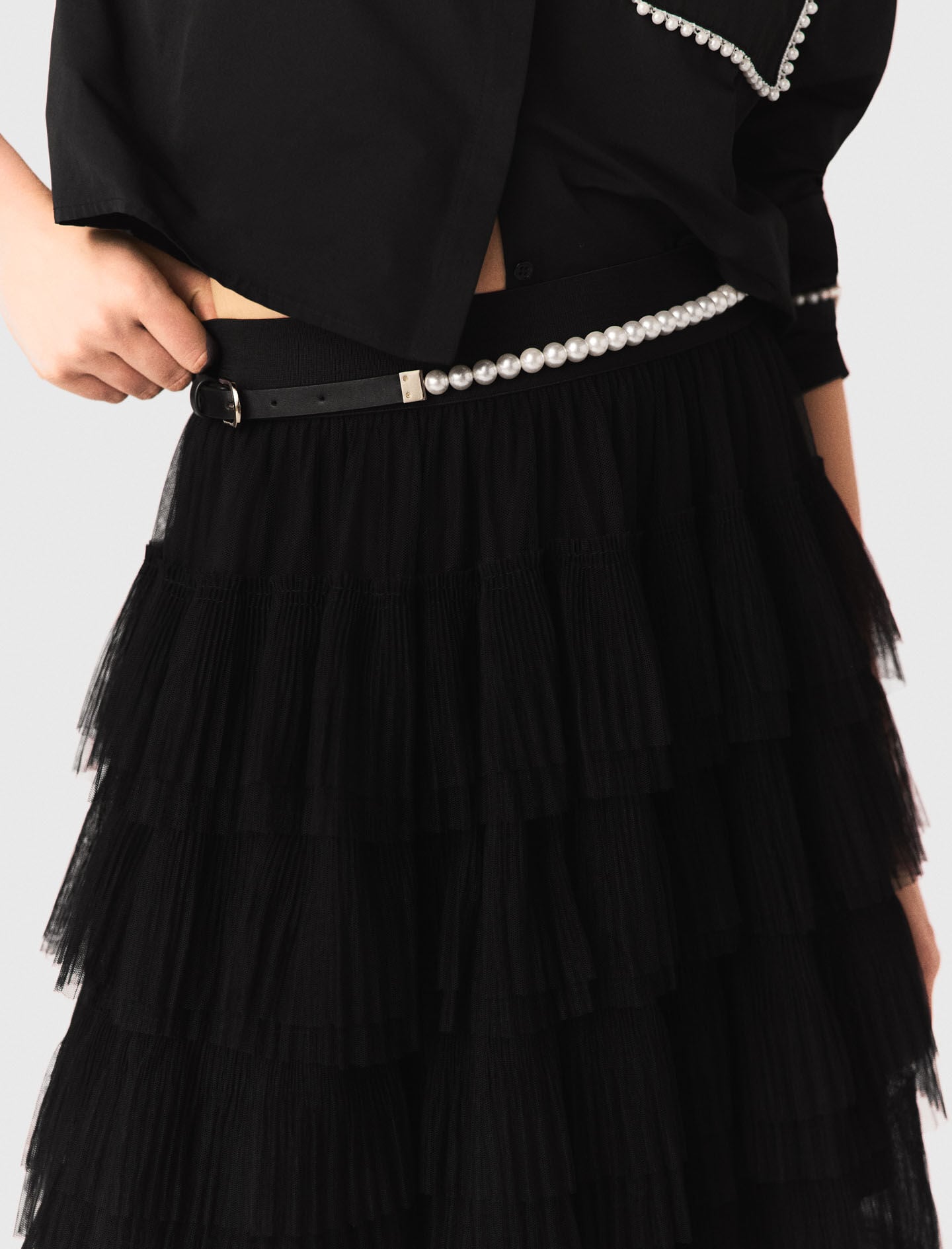 Maje Tulle midi skirt