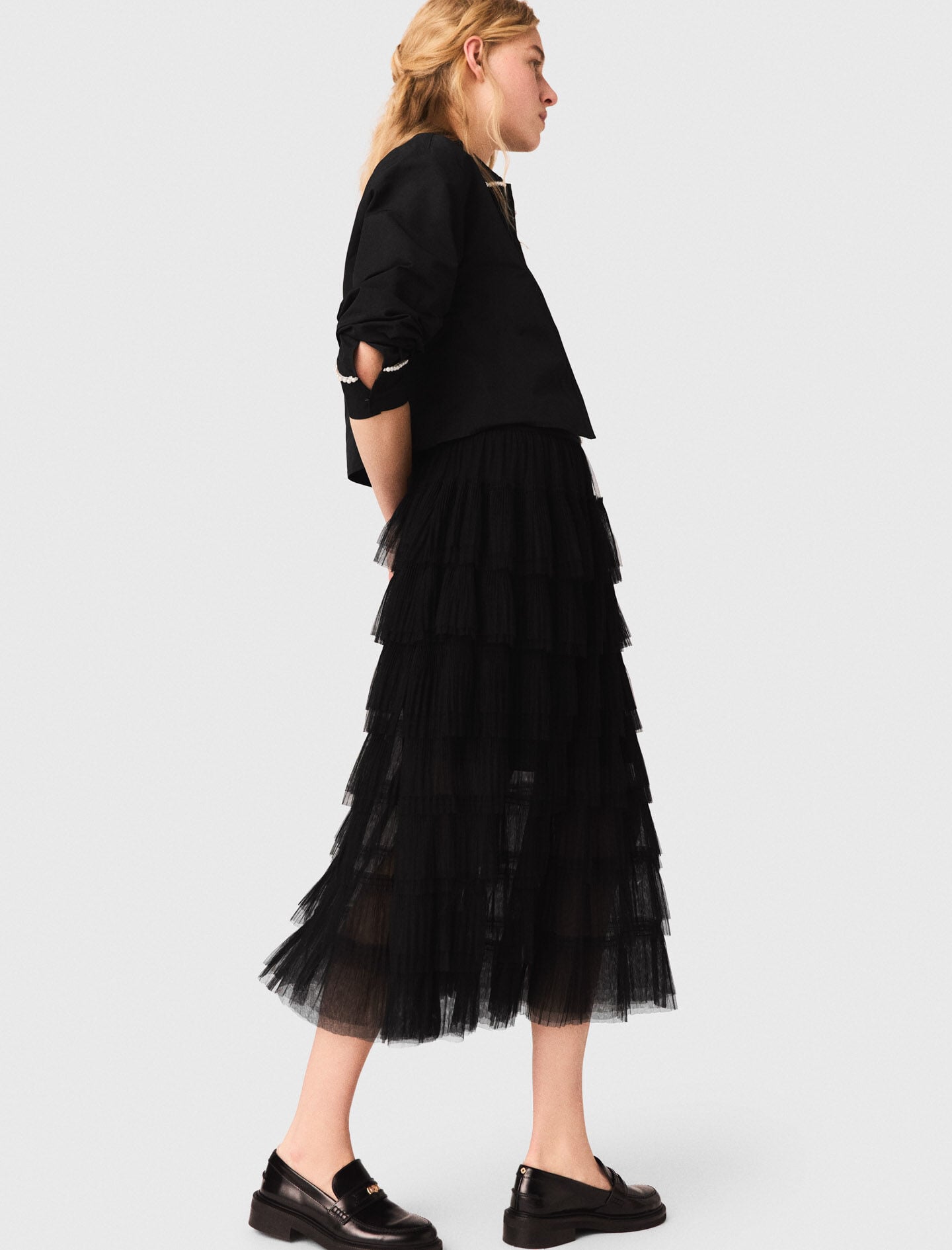 Maje Tulle midi skirt