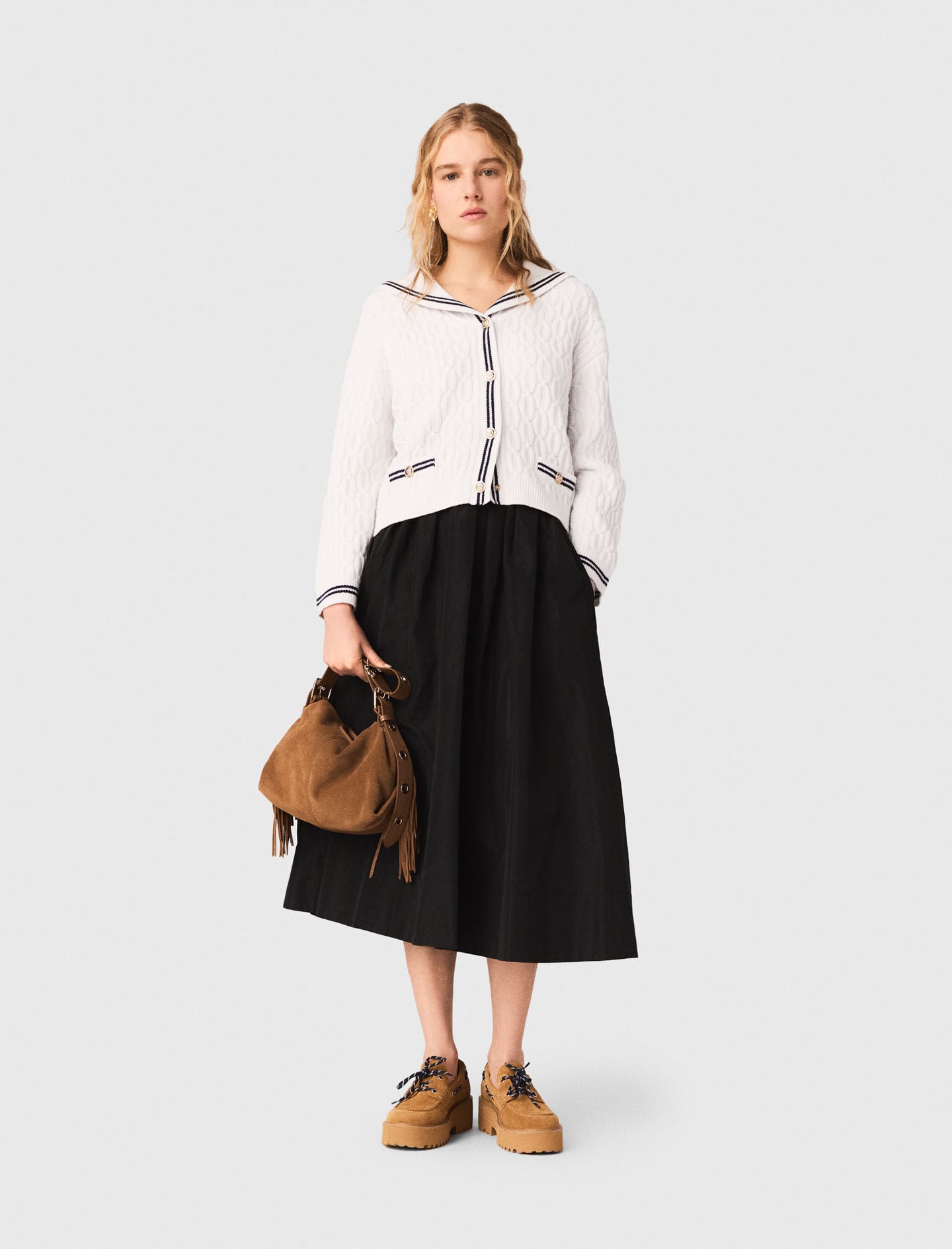 Maje maxi skirt with contrast waistband