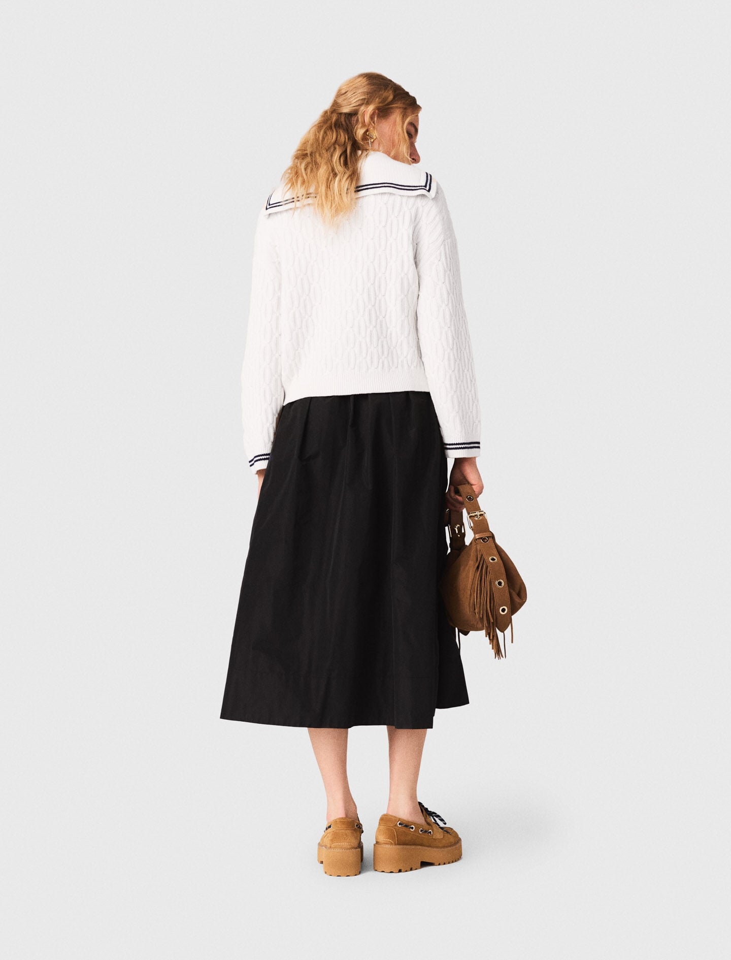 Maje maxi skirt with contrast waistband