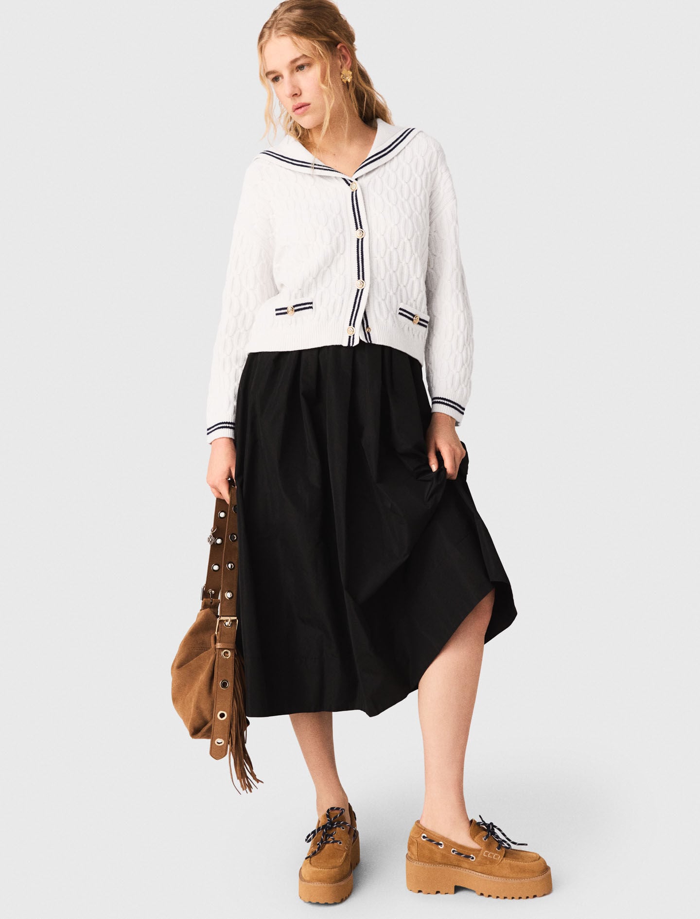 Maje maxi skirt with contrast waistband