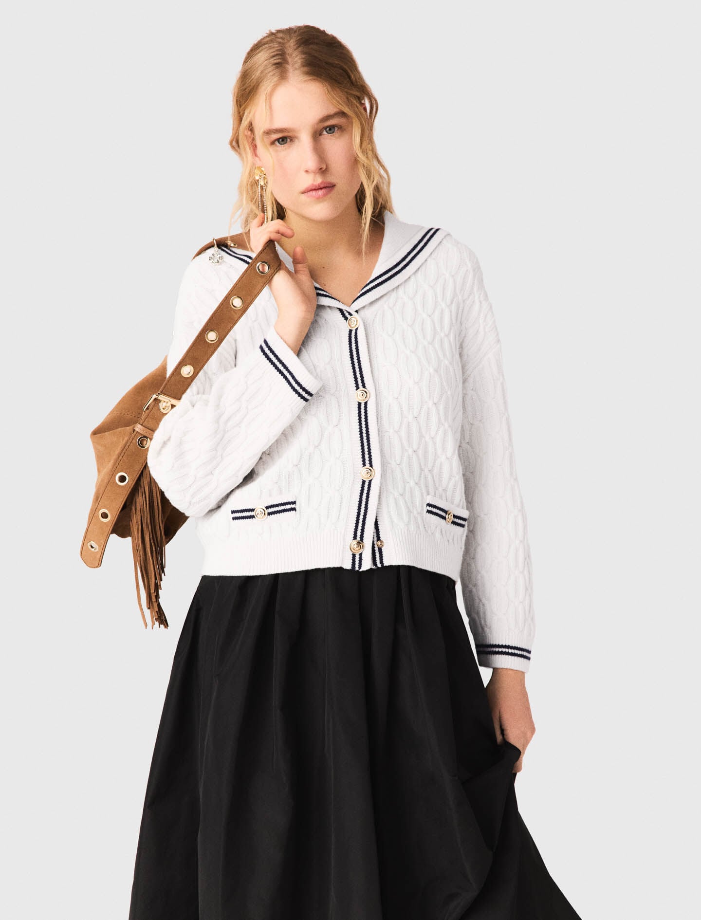 Maje maxi skirt with contrast waistband