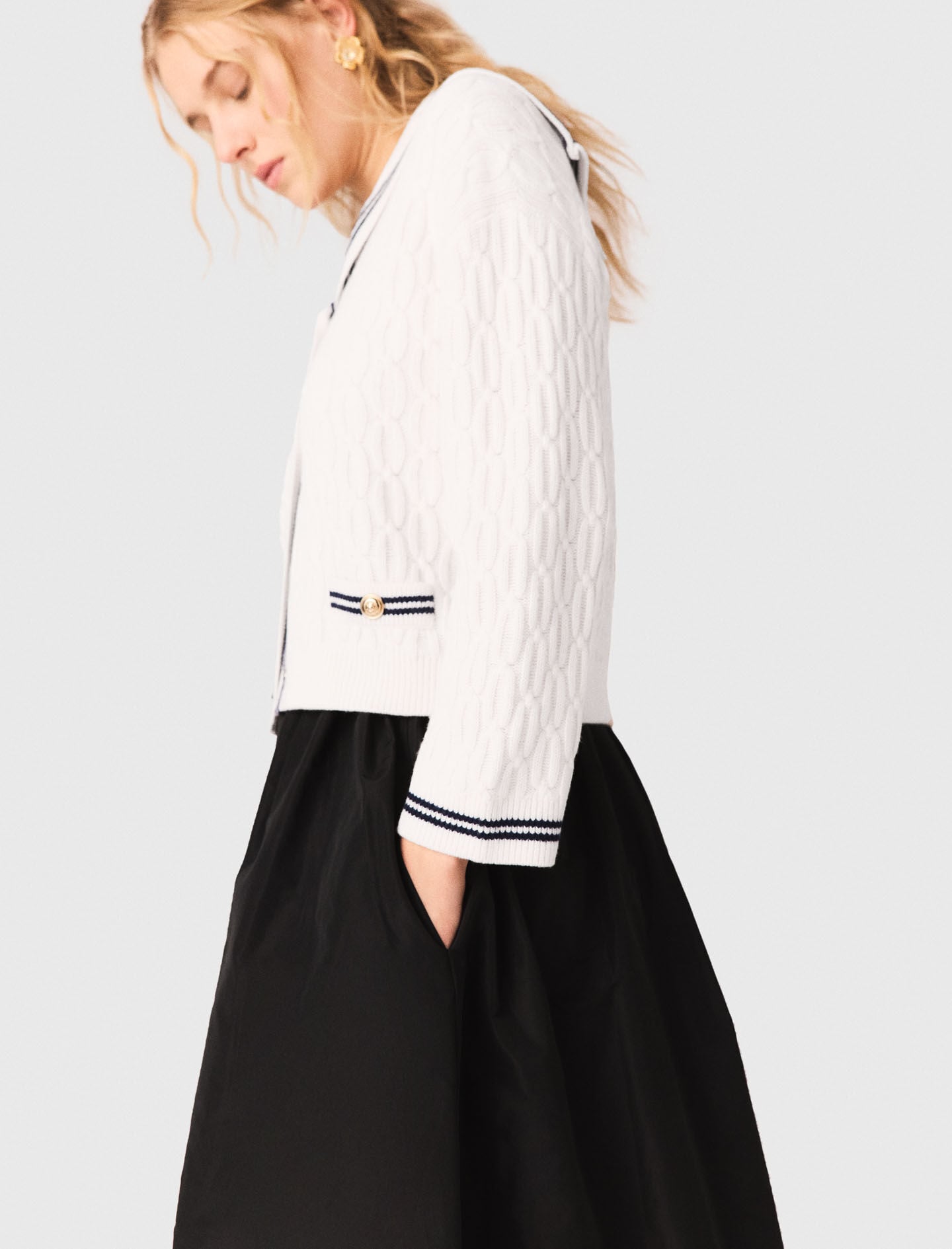 Maje maxi skirt with contrast waistband