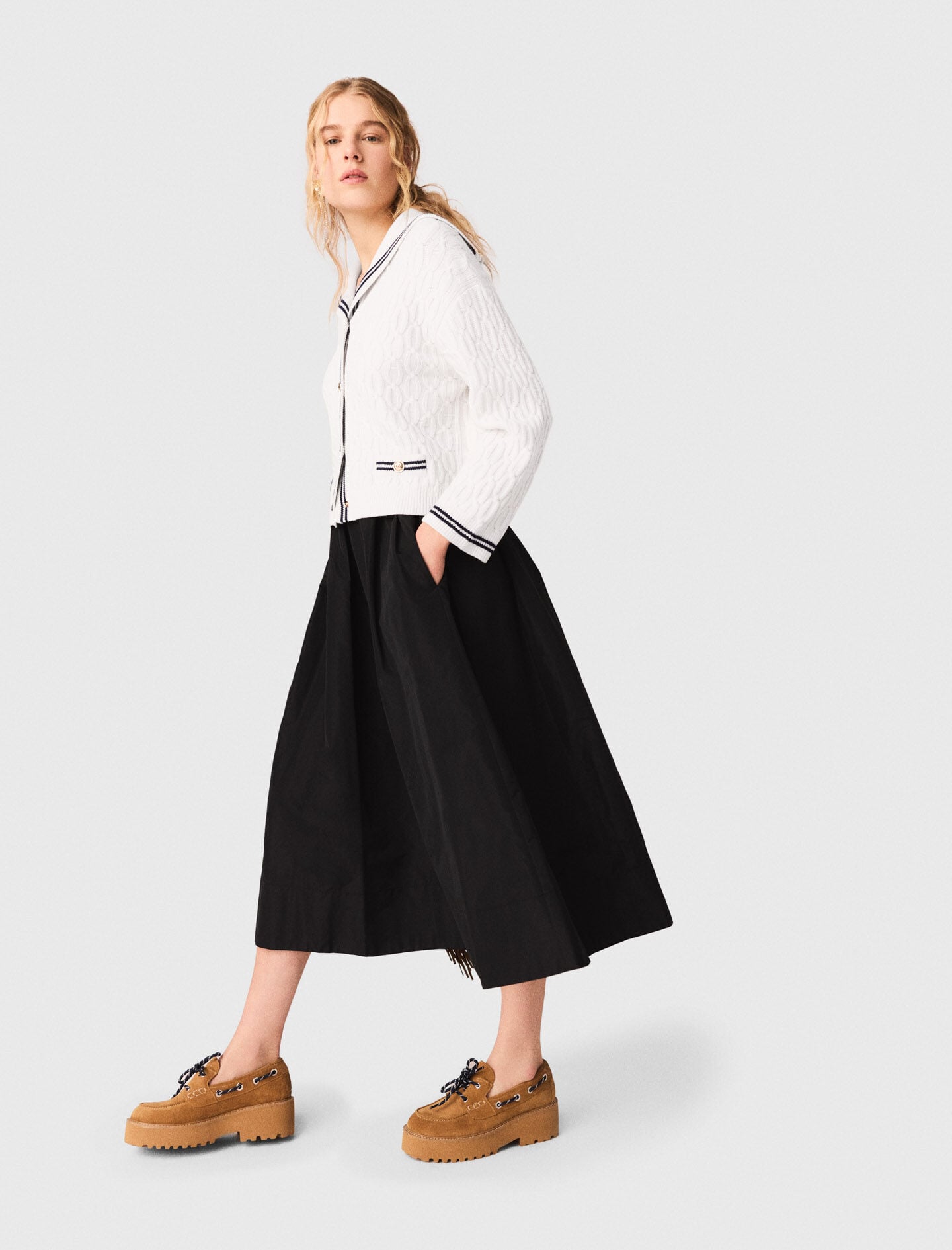Maje maxi skirt with contrast waistband