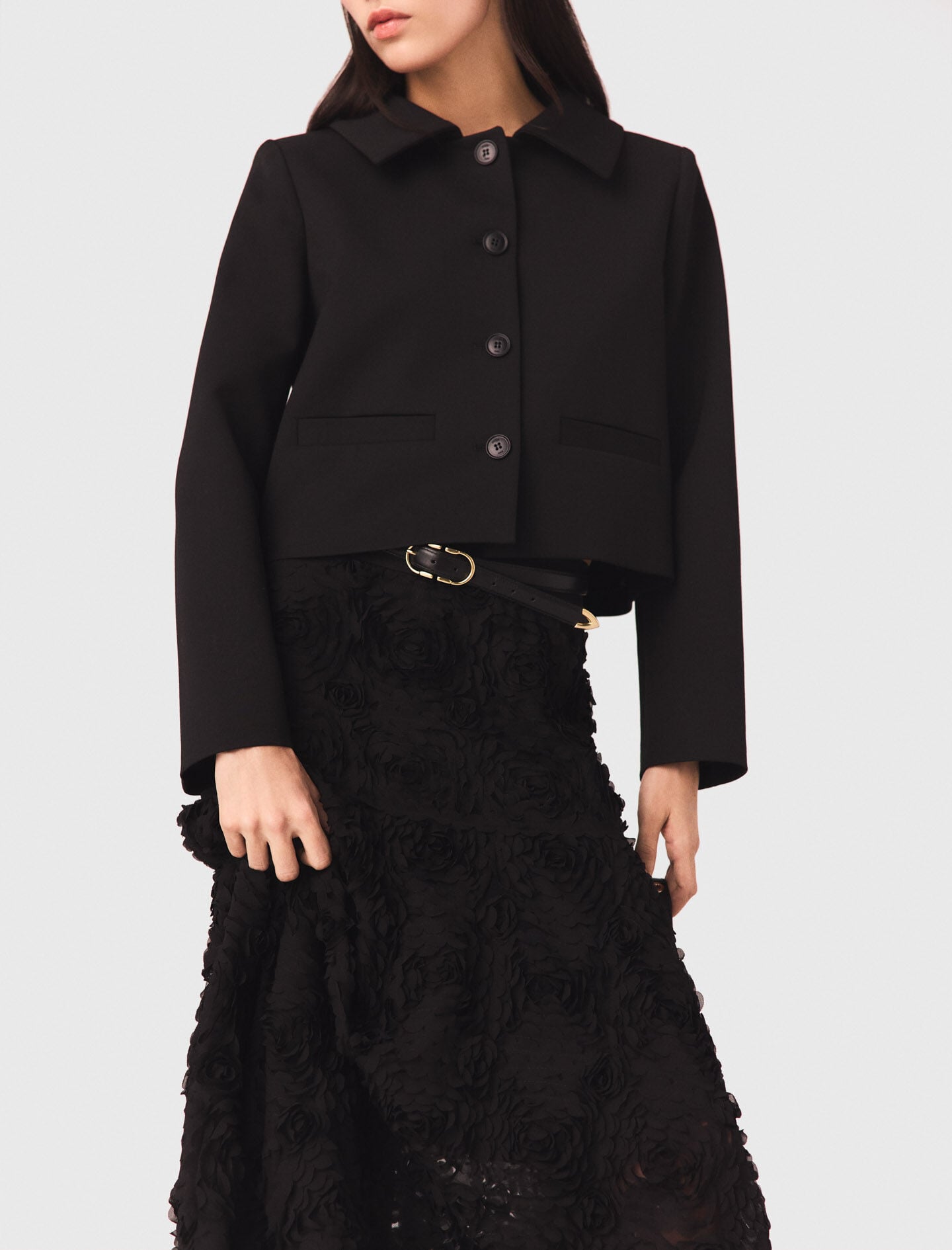Maje Long embroidered skirt