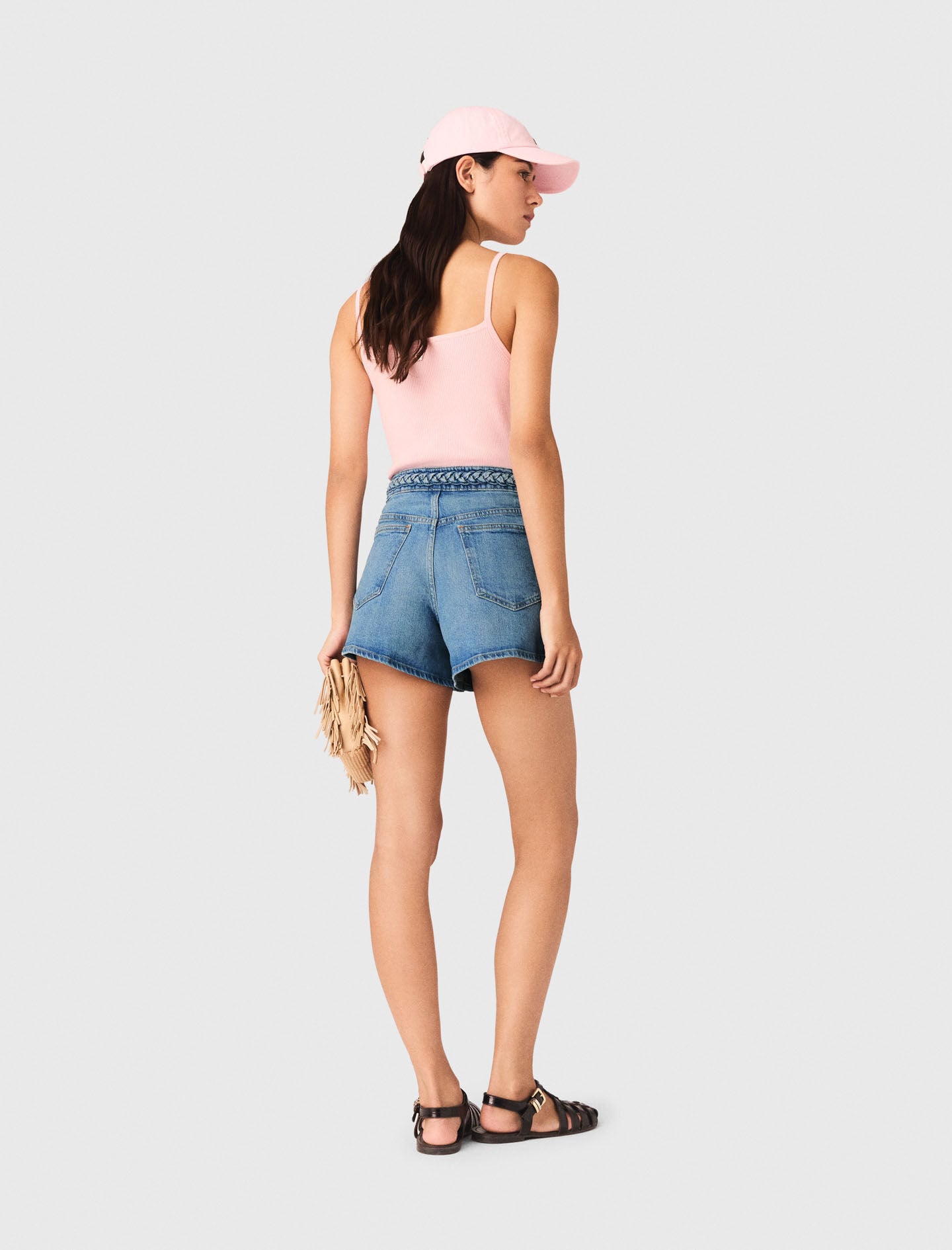 Maje Braided denim shorts