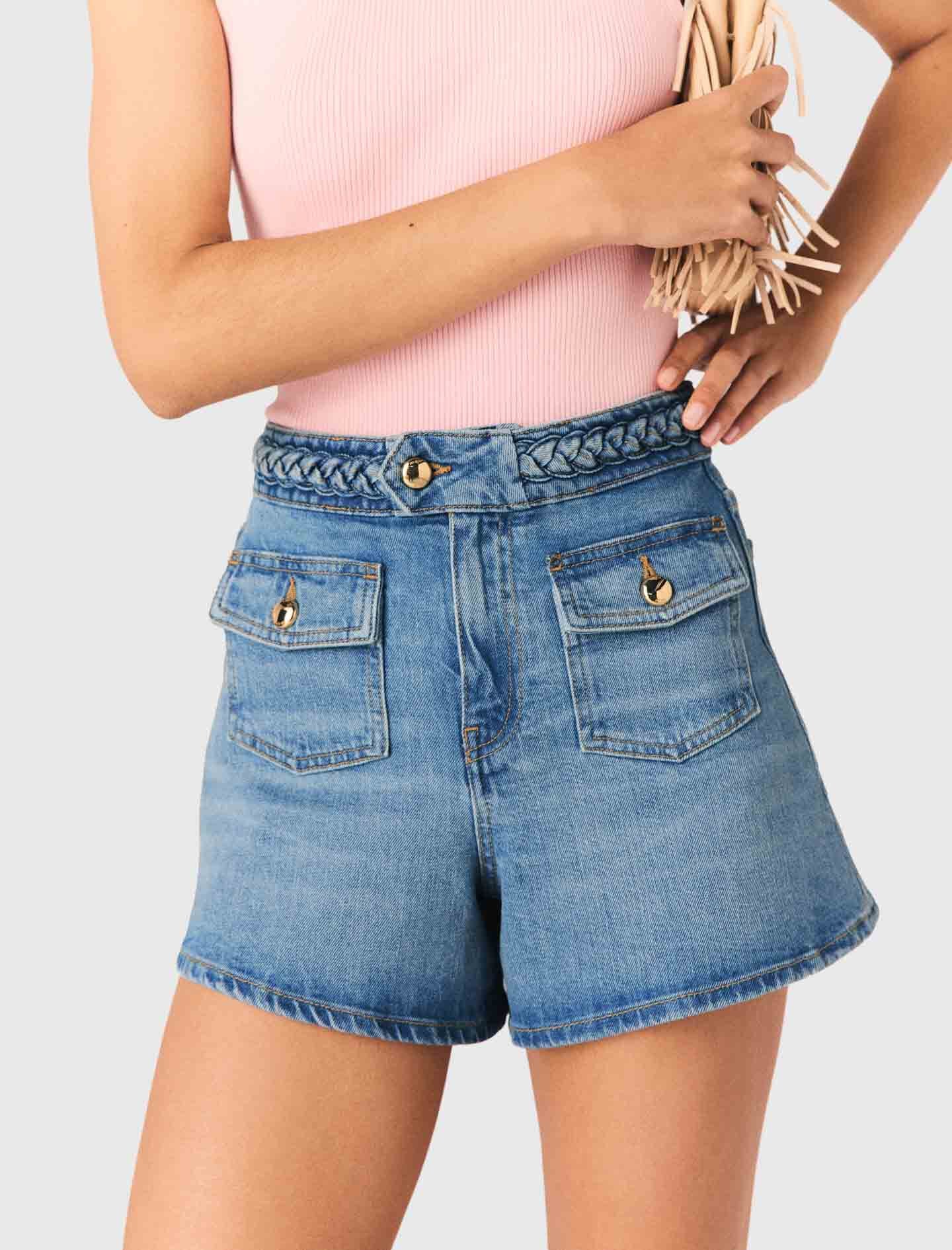 Maje Braided denim shorts