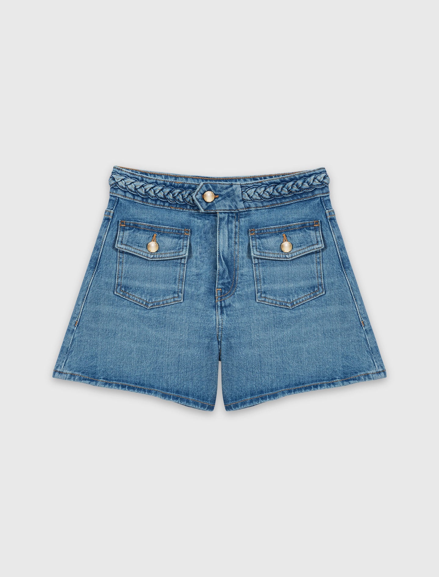 Maje Braided denim shorts