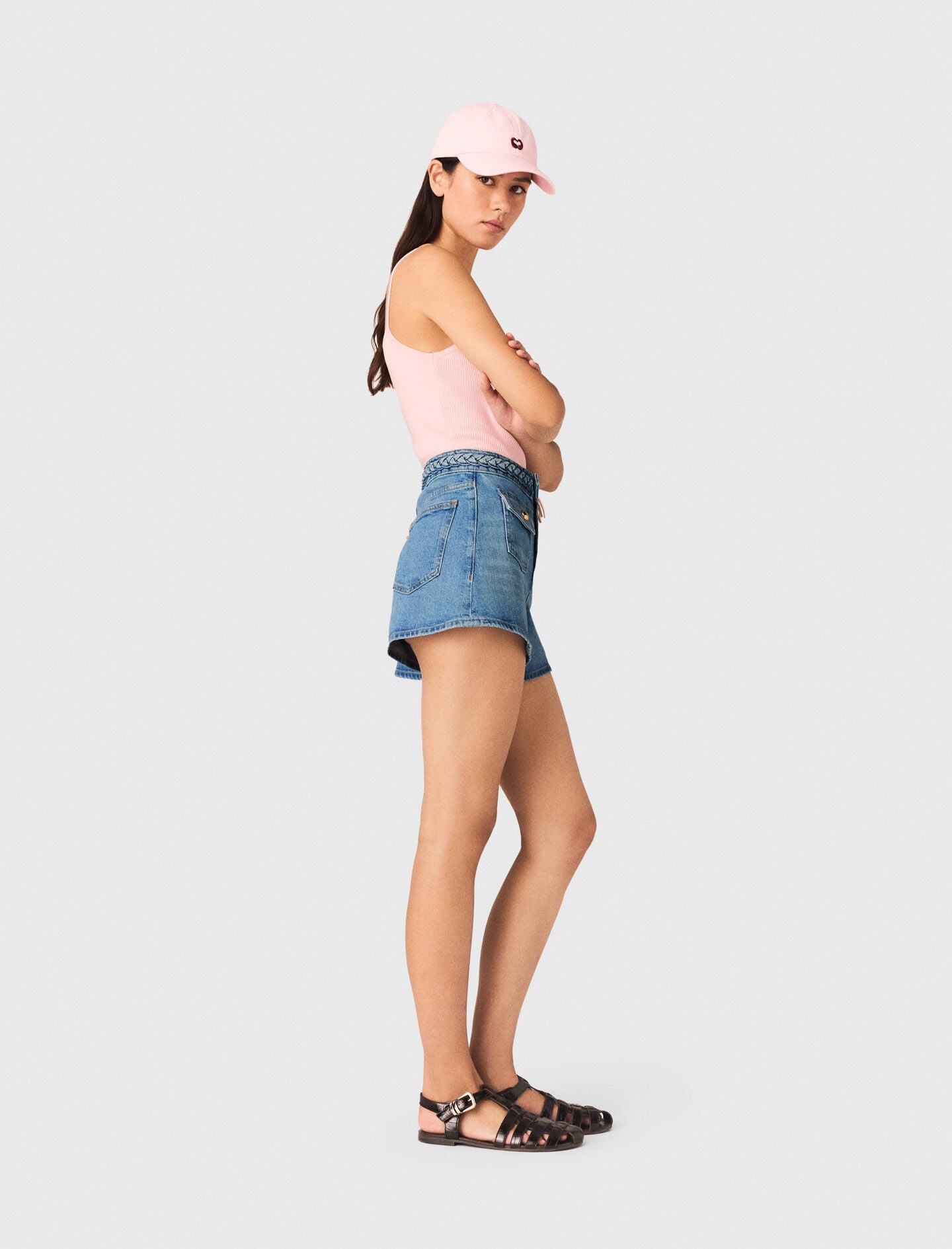 Maje Braided denim shorts