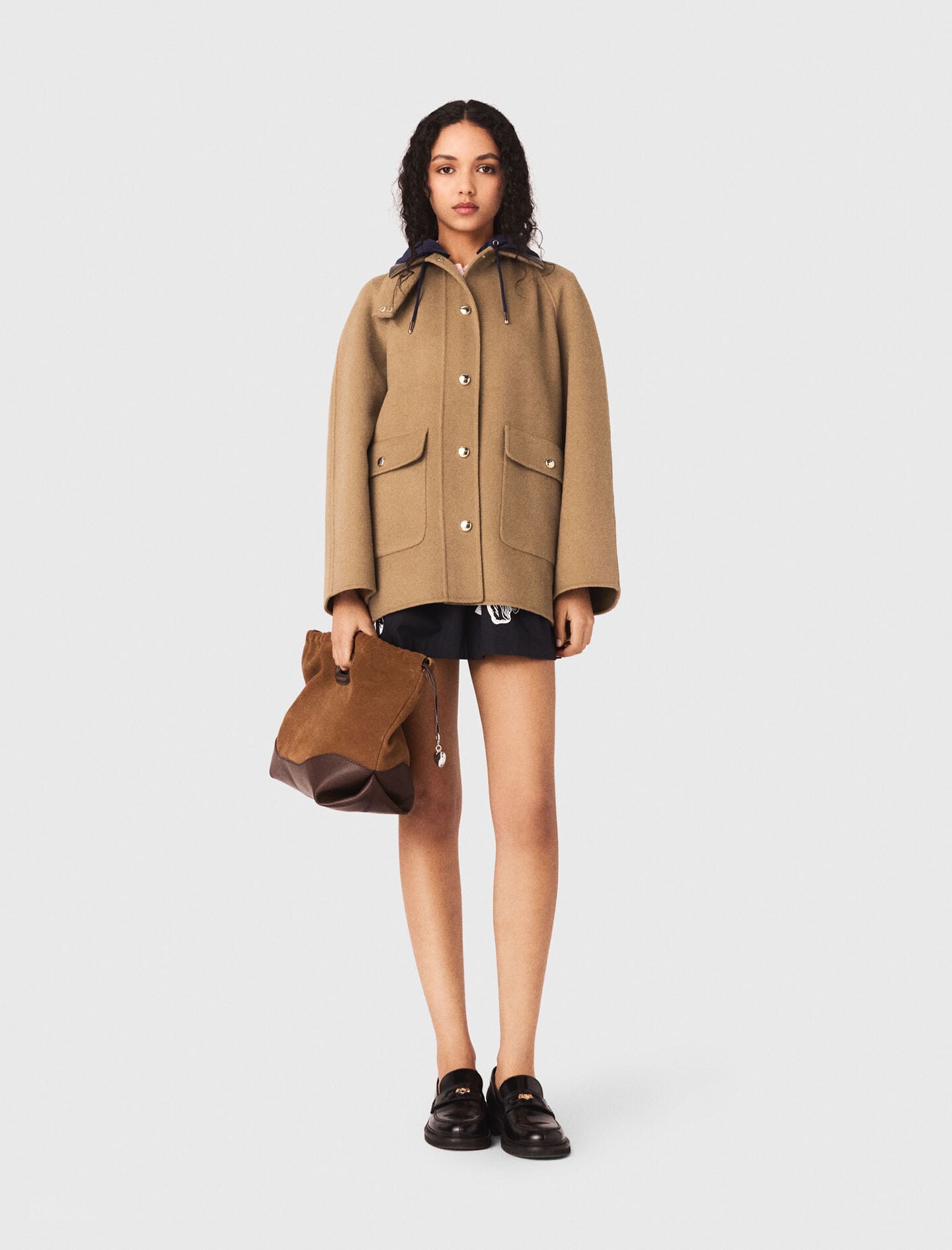 Maje Wool coat with removable hood