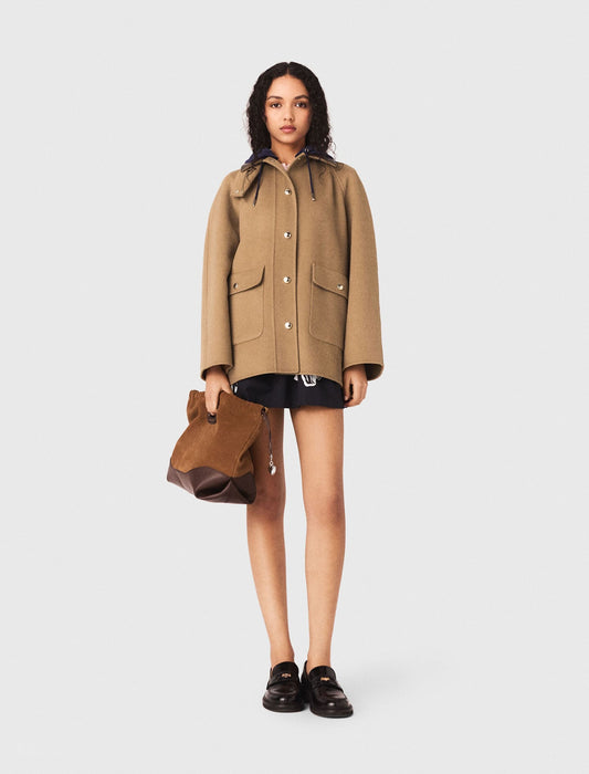 Maje Wool coat with removable hood