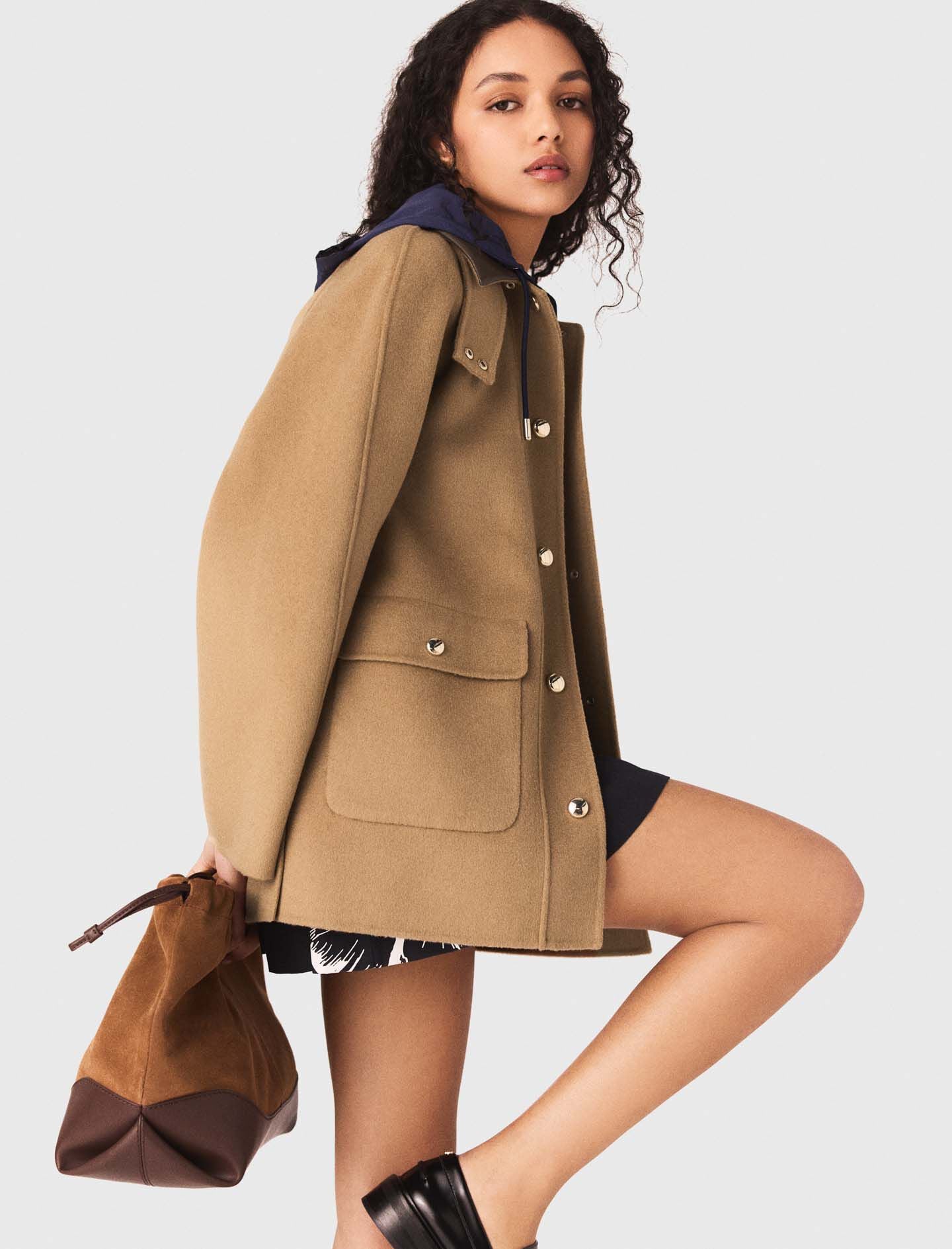 Maje Wool coat with removable hood